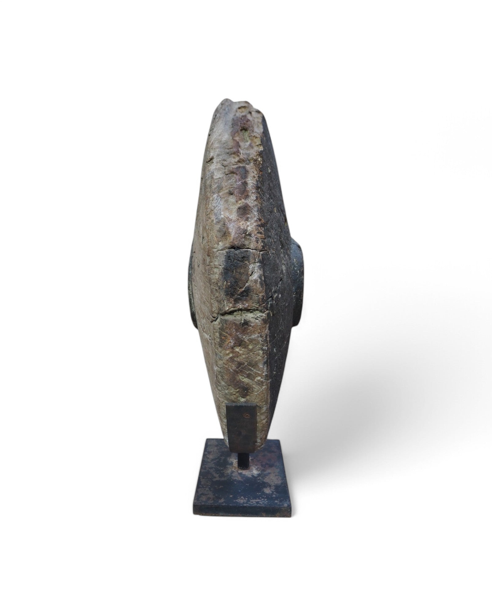 Indian Wooden Pulley Wheel Ornament Black Paint 1950s