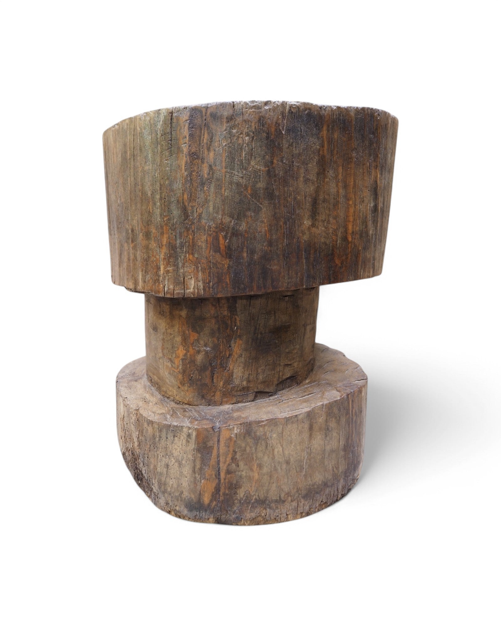 1920s Round Sectioned Indian Wooden Mortar