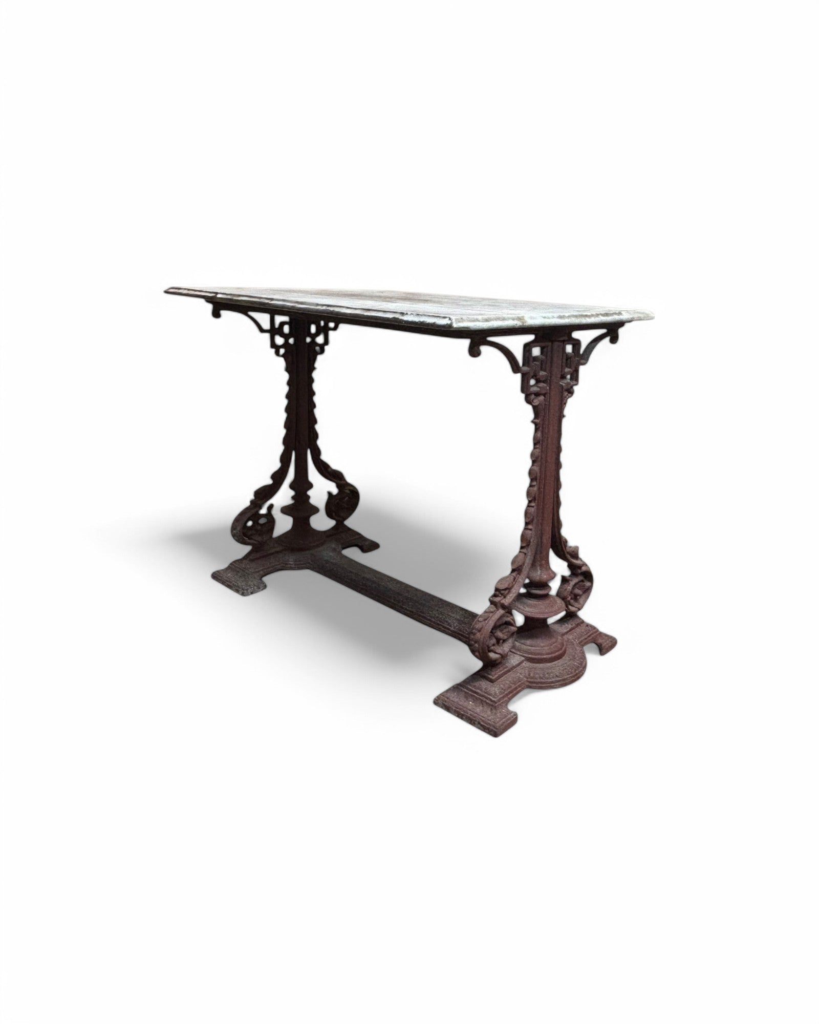 Anglo - Indian Outdoor Traditional Steel Table with Marble Top - Surround Living - 3