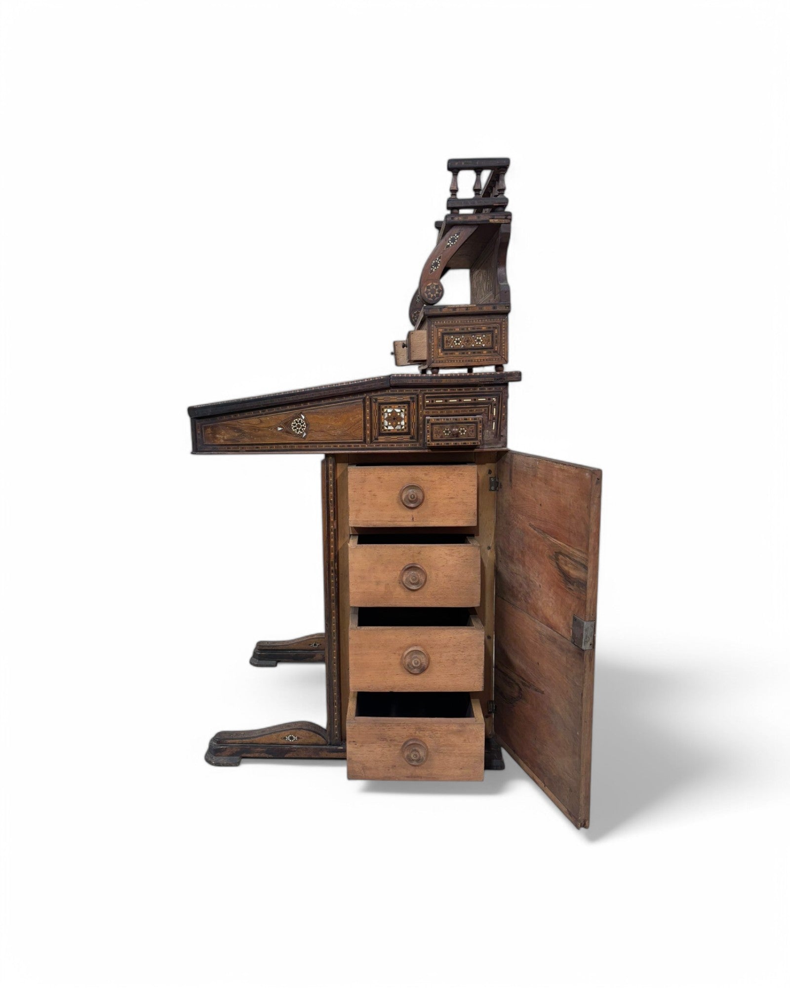 Moorish-Style Colonial Davenport Writing Desk