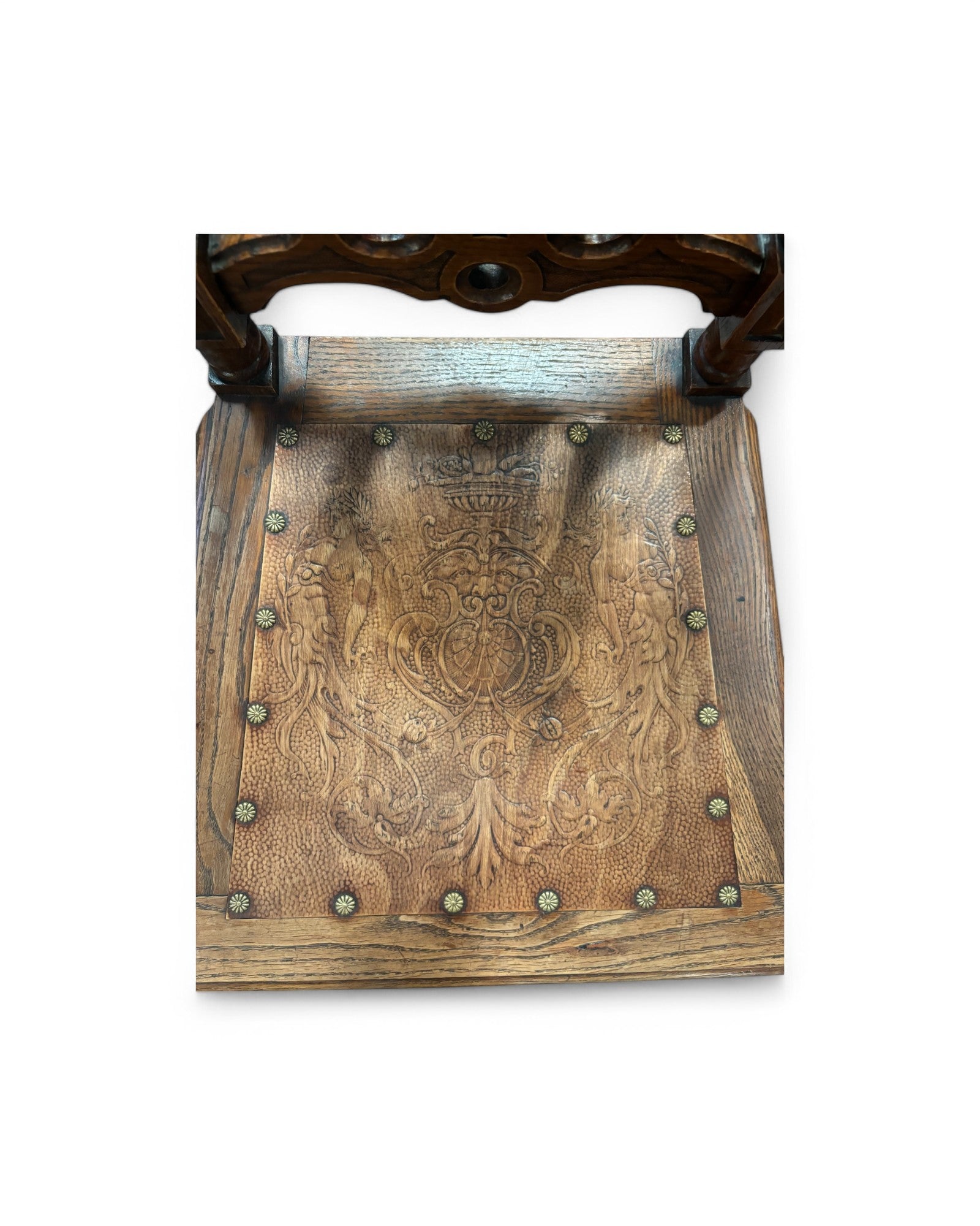 Antique Renaissance Carved Oak Cathedral Chairs - Set of 5