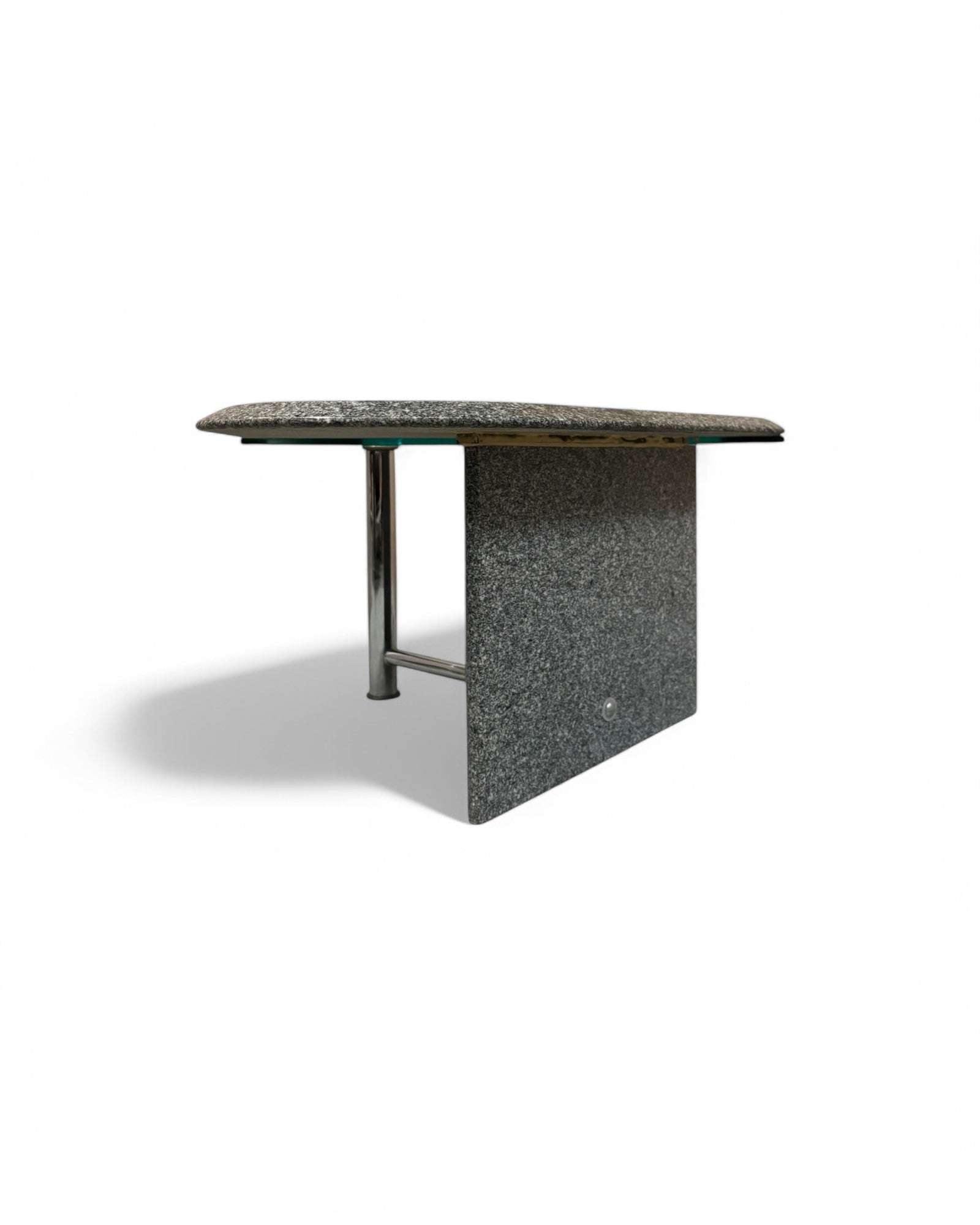 Art Deco Grey Granite Glass Nested Coffee Table - Set of 2