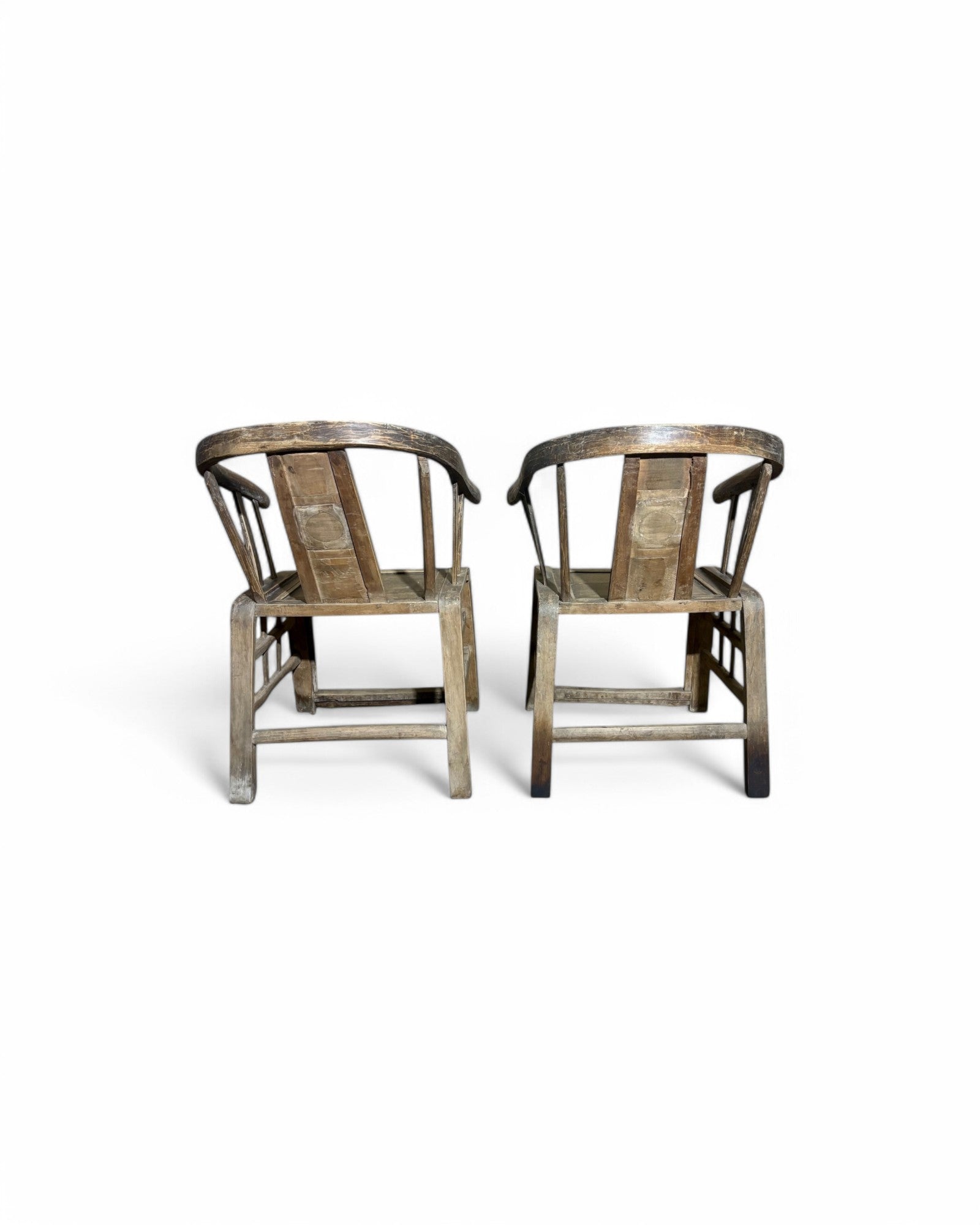 Light Elmwood Chinese Armchairs - Set of 2