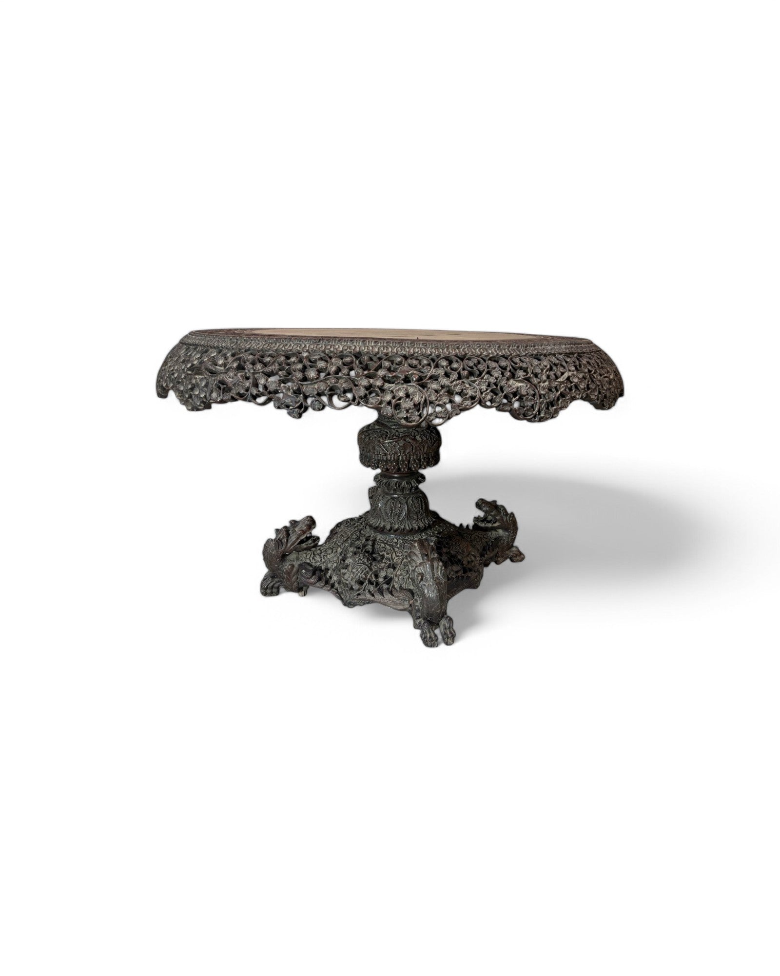 Anglo-Indian Carved Blackwood Centre Table