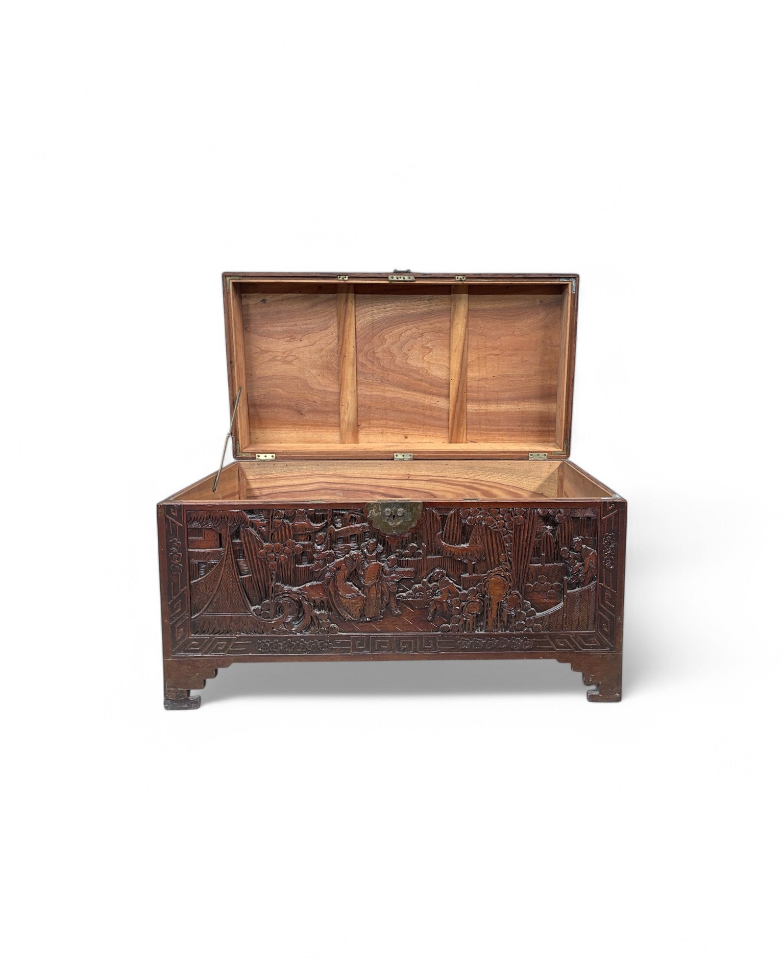 Fine Art Engraved Antique Chinese Storage Chest
