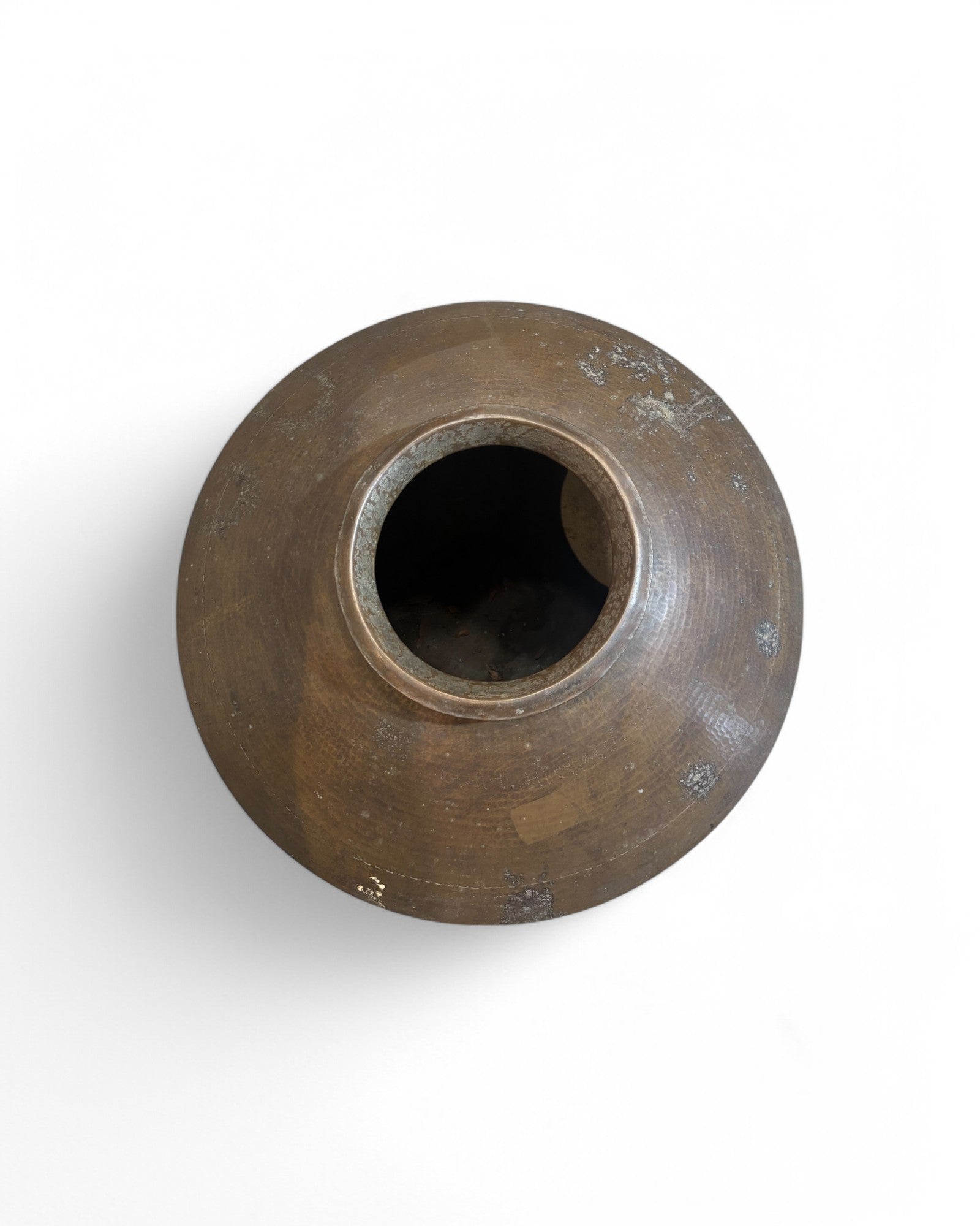Large Gujarat Brass Hammered Ornate Pot