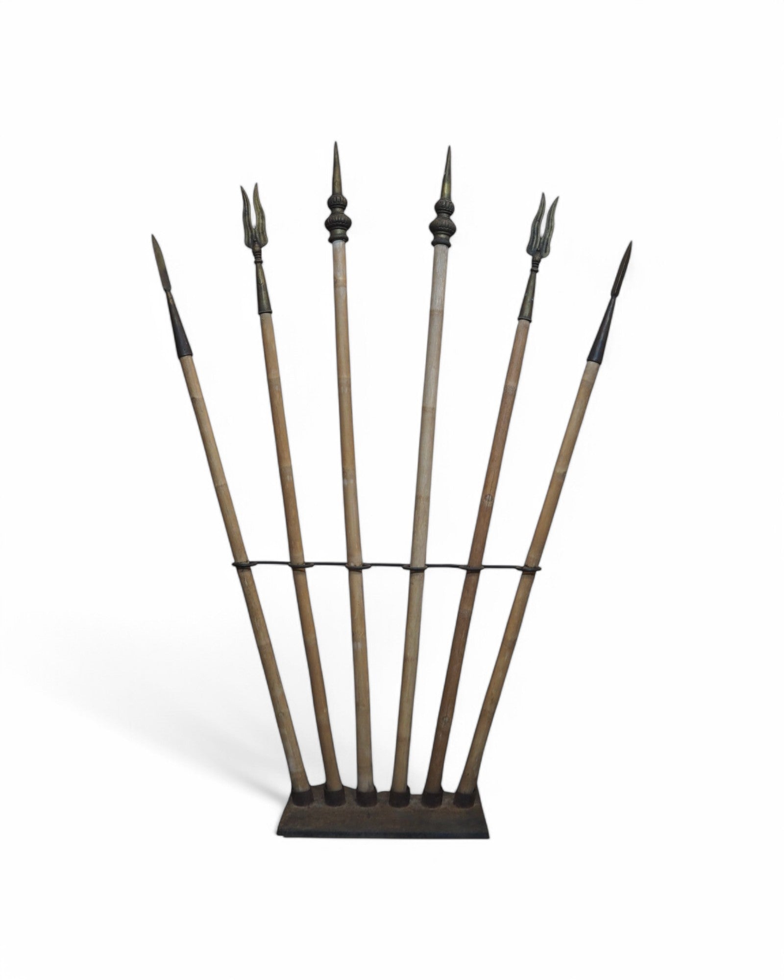 Indian War Spears with Fan Ornate Stand - Set of 6