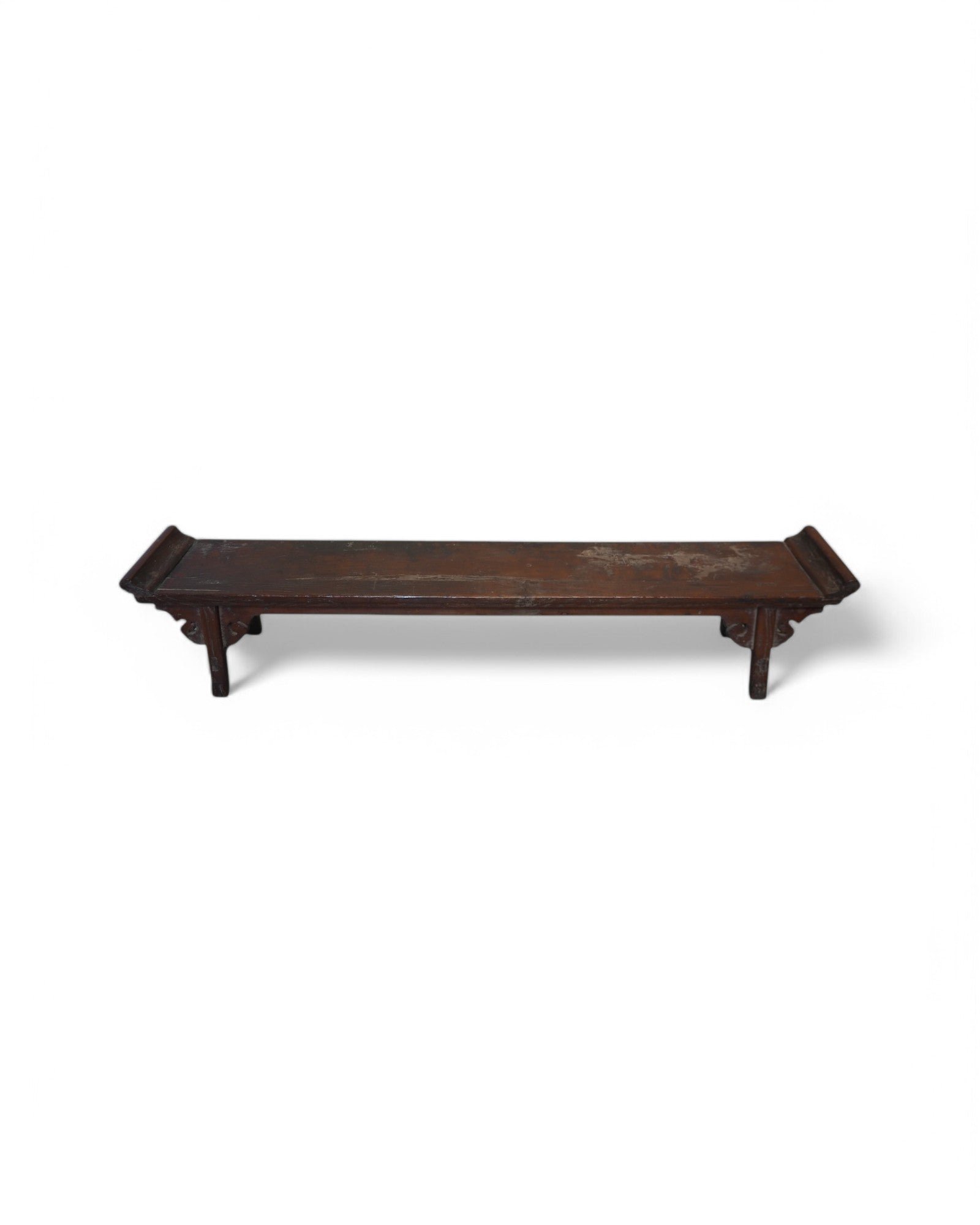 1750s Low Elm Maroon Chinese Ornametal Bench