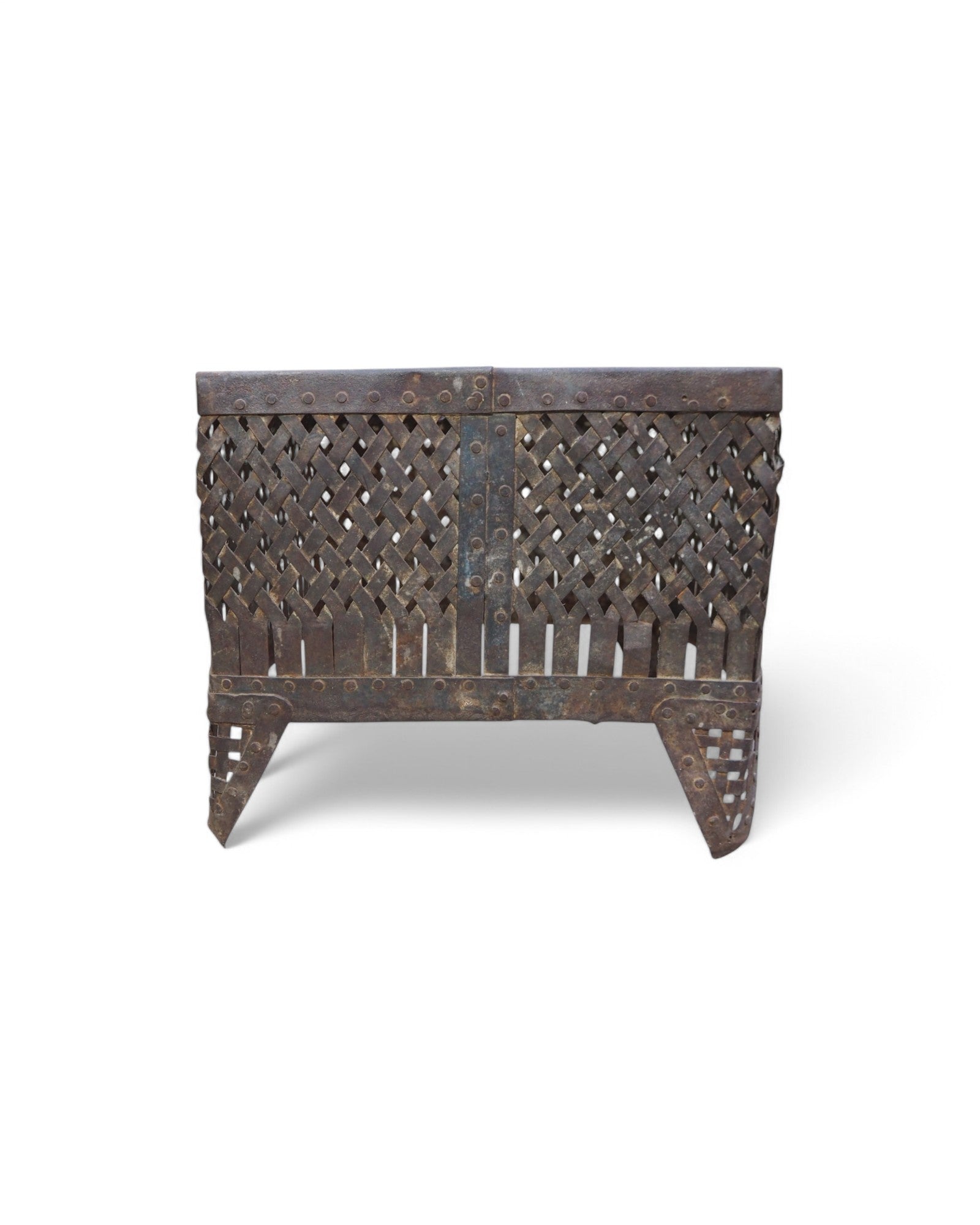 Indian Rusted Steel Woven Reverse Basket
