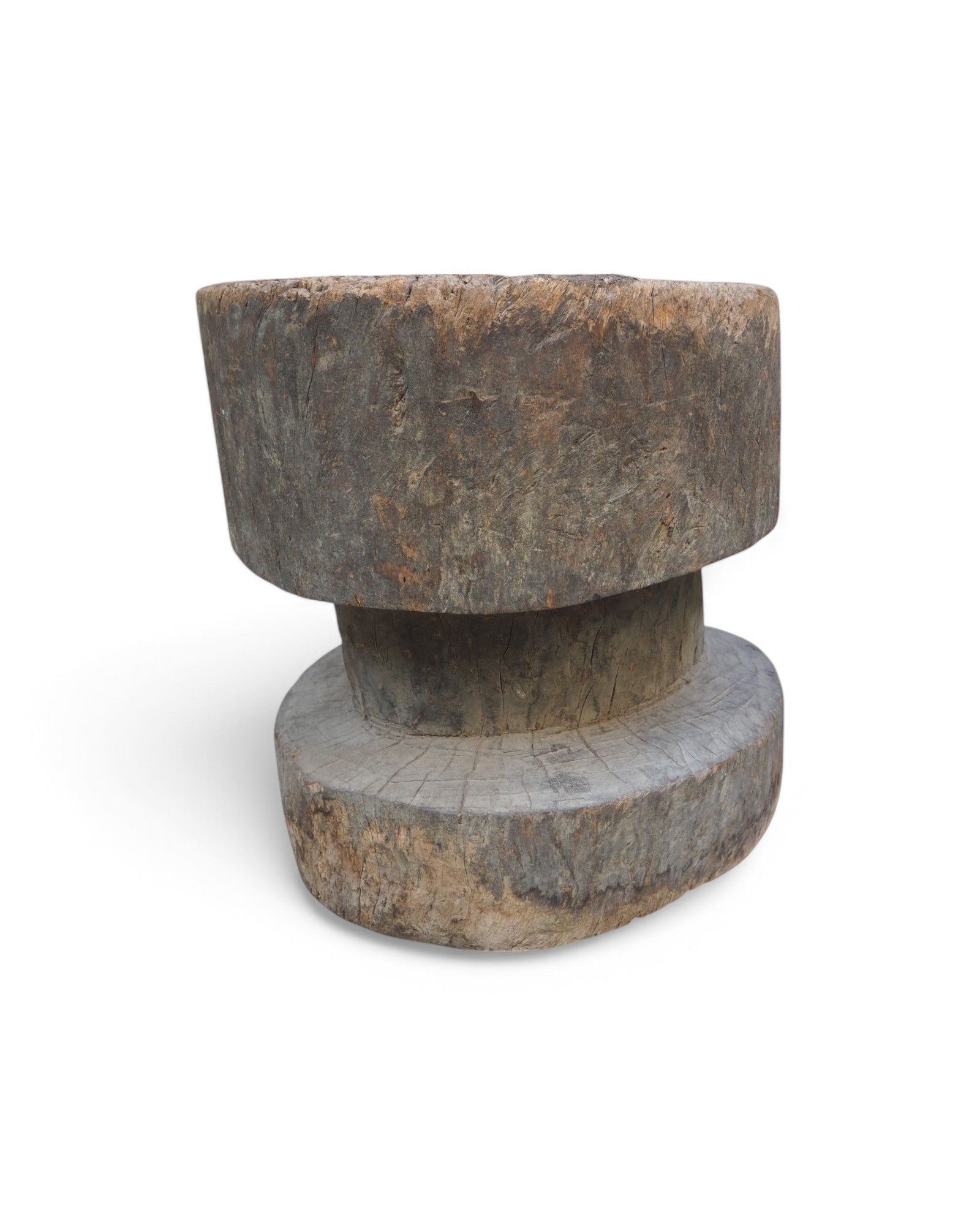 1920s Round Sectioned Indian Wooden Mortar