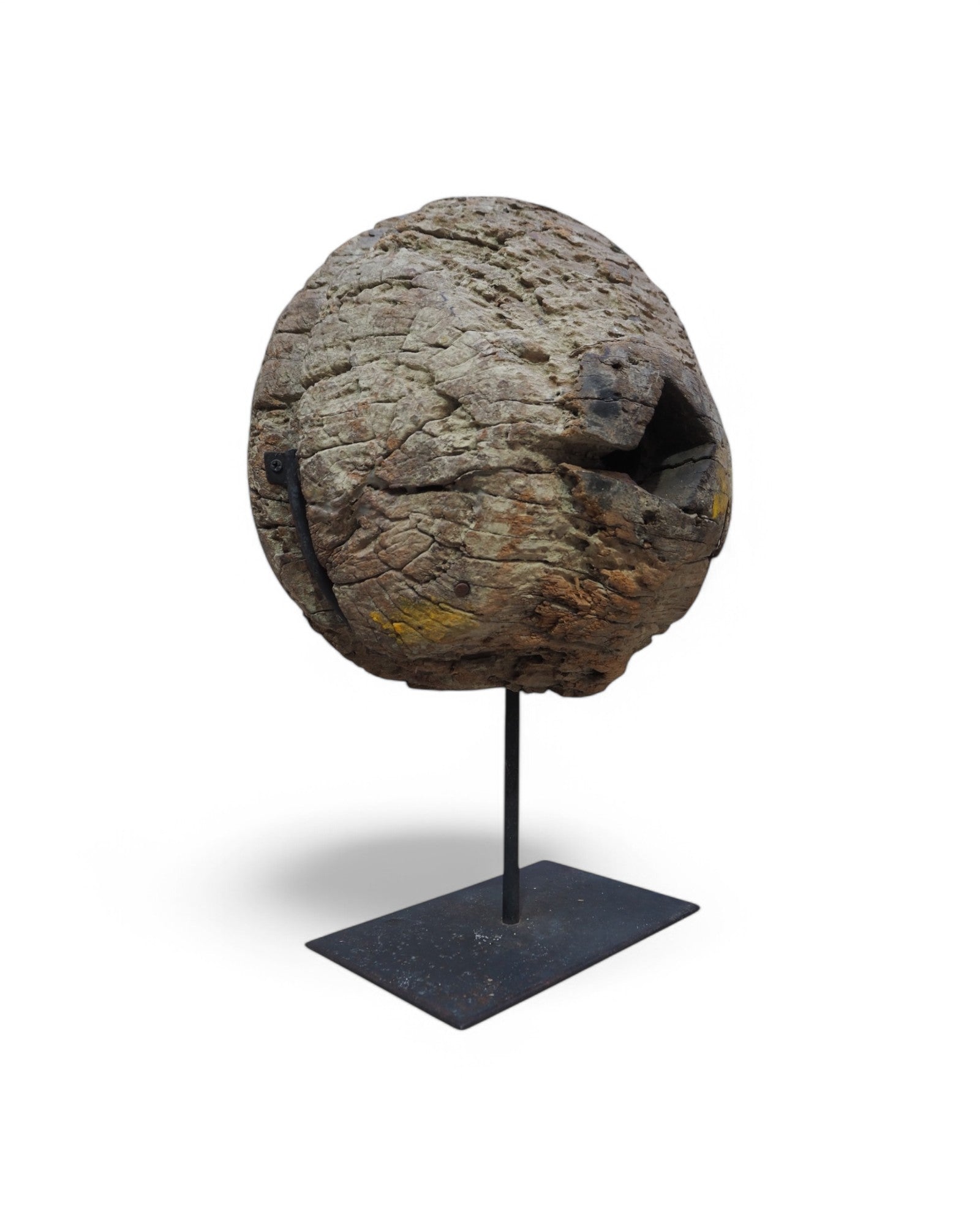 Indian Wooden Pulley Ball Ornament Feat. Yellow Paint 1950s - Surround Living - 4