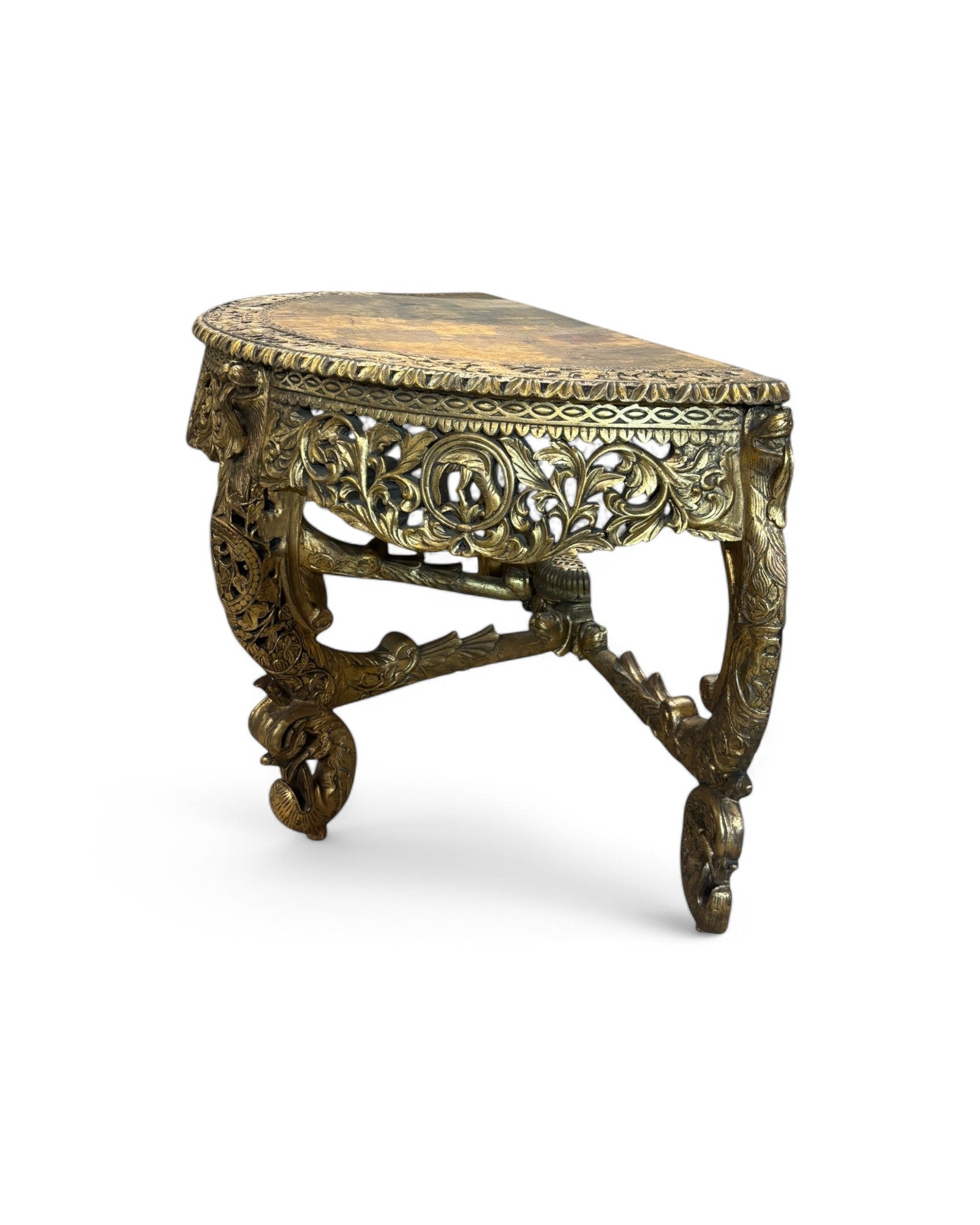 Golden Leaf Royal Regency Carved Teak Console