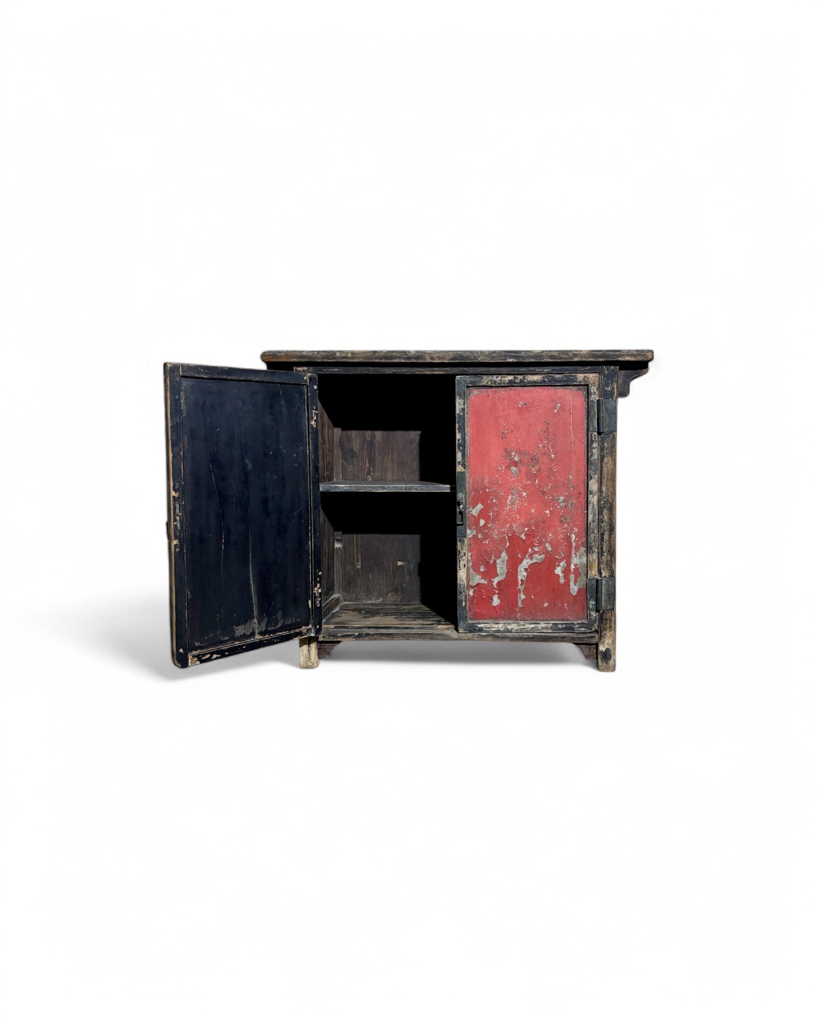 Antique Distressed Tibetan Black & Red Sideboard