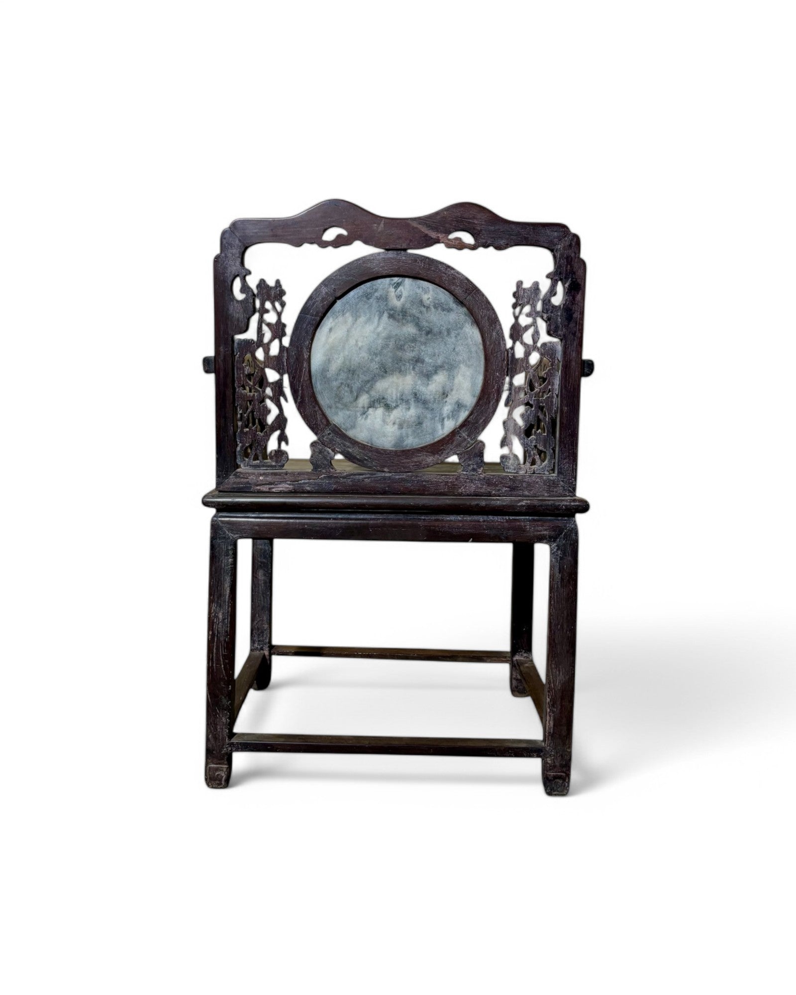 Chinese Pearl & Marble Engraved Tea Chair
