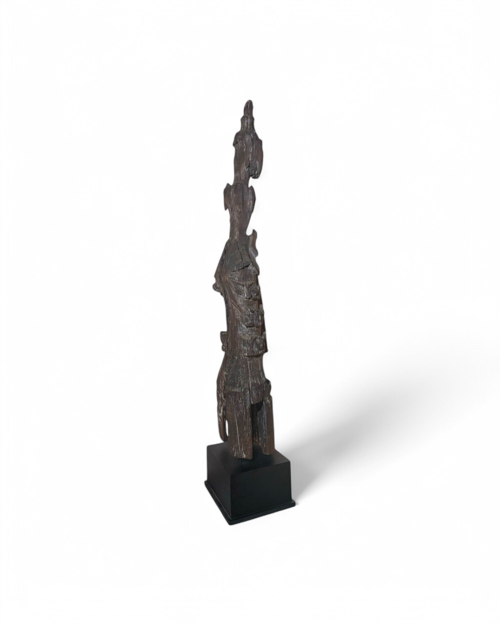 Life-Size Ancient Burmese Angel Wood Carving Sculpture, Retrieved from a Cave