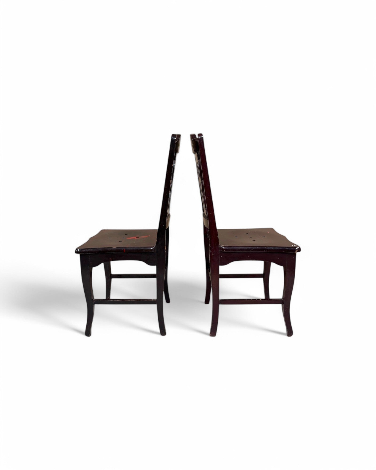 Lacquered Chinese Restaurant Dining Chairs - Set of 2