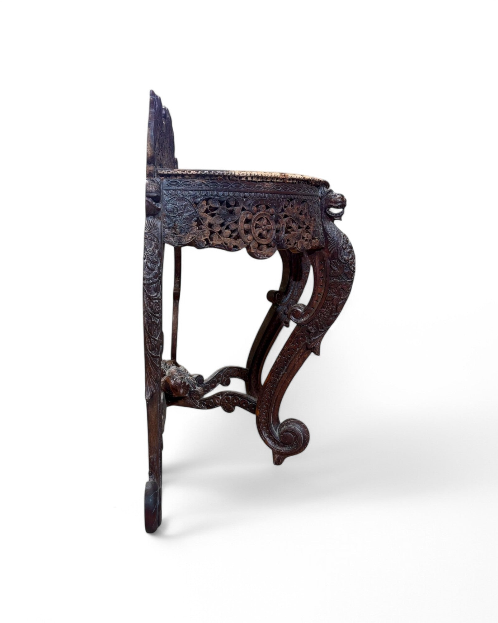 Royal Anglo-Indian Rosewood Ornate Hand Carved Console Table