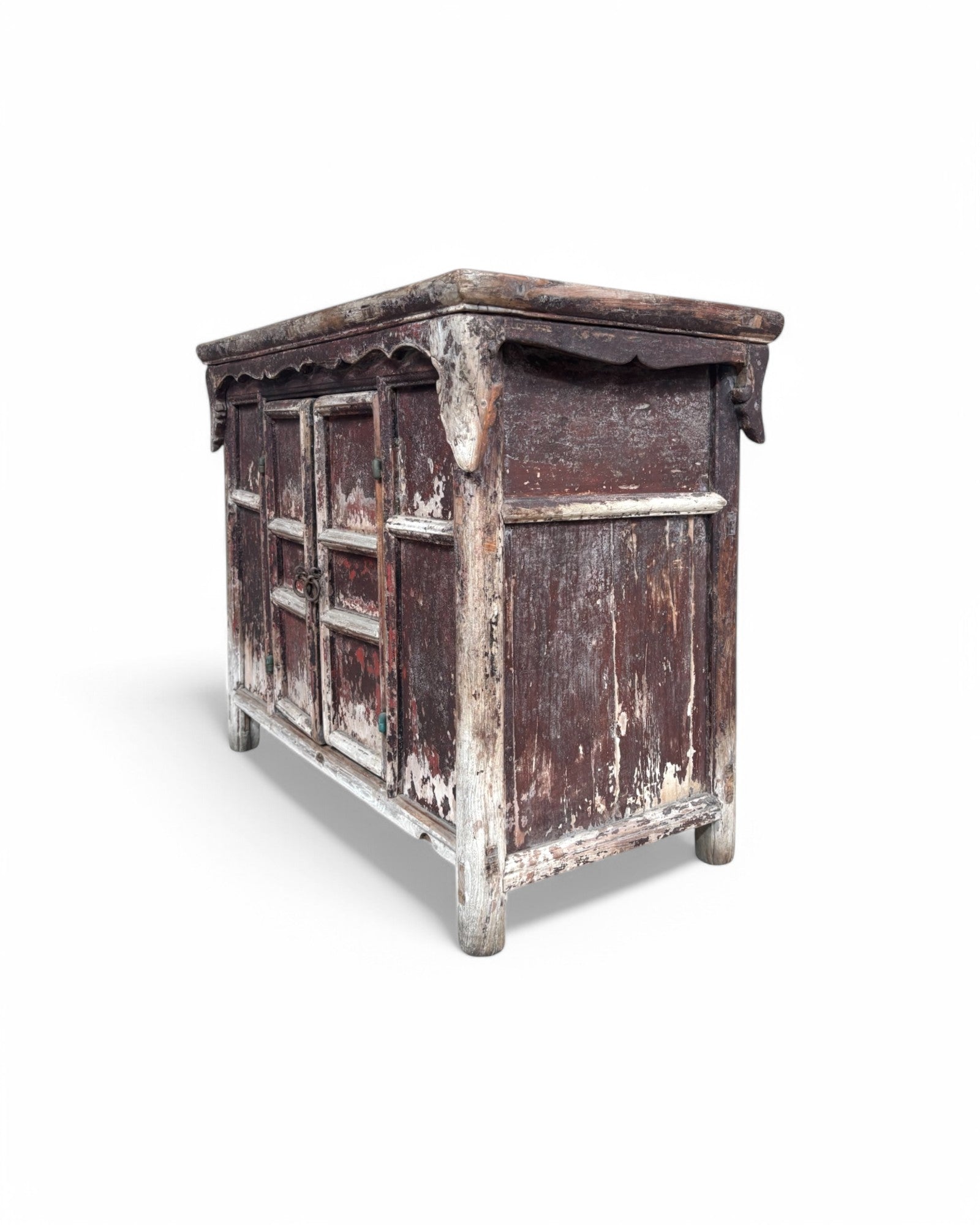 Antique Distressed Blood Red Chinese Sideboard