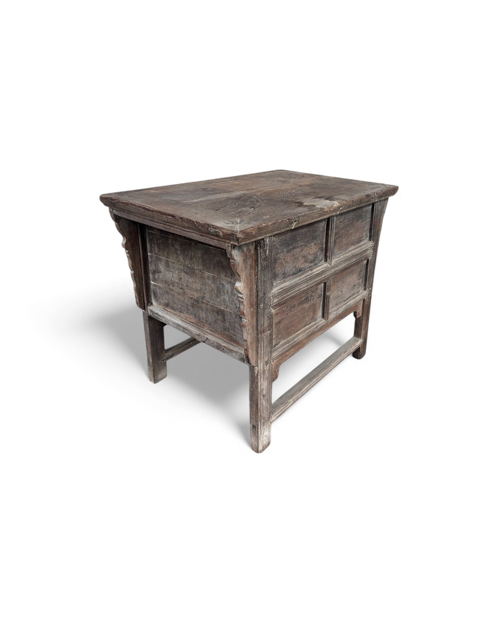 Antique Shanxi Carved Rustic Elm Temple Sideboard