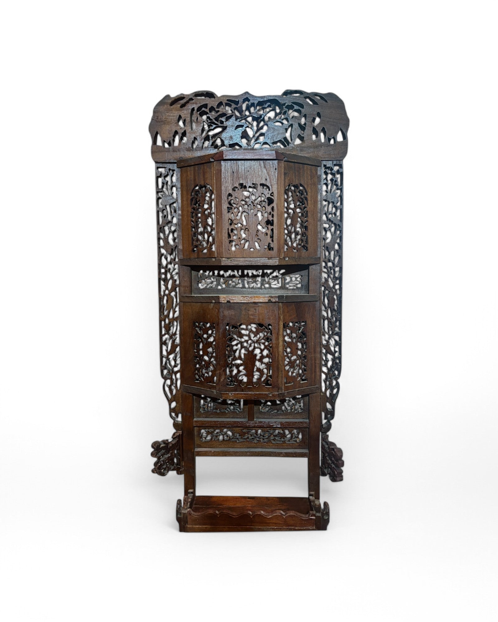 Late Qing Antique Elmwood Shandong Ornate Wash Basin Stand