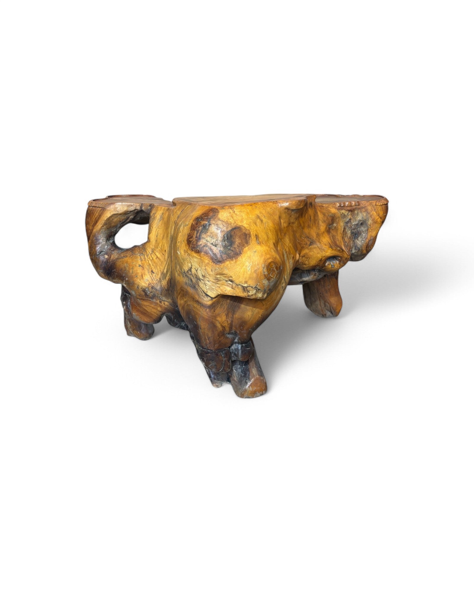 Natural Wood Carved Zhang Tea Table Station
