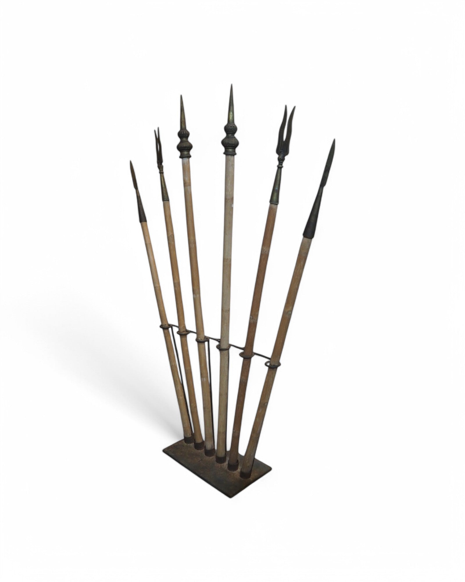 Indian War Spears with Fan Ornate Stand - Set of 6