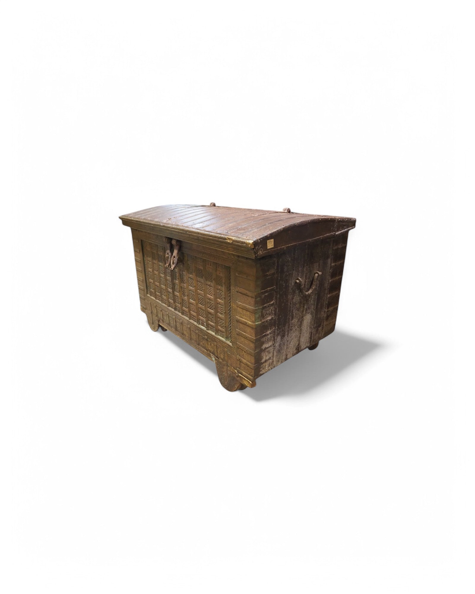 1940s Antique Jodhpuri Brass Plated Pitara Storage Chest