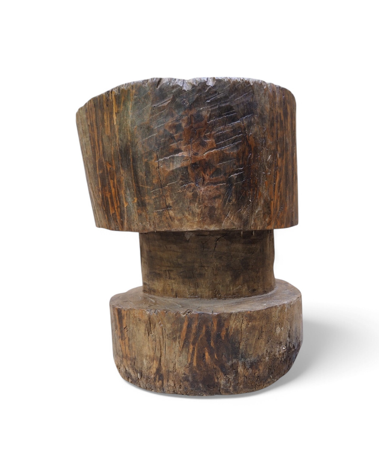 1920s Round Sectioned Indian Wooden Mortar