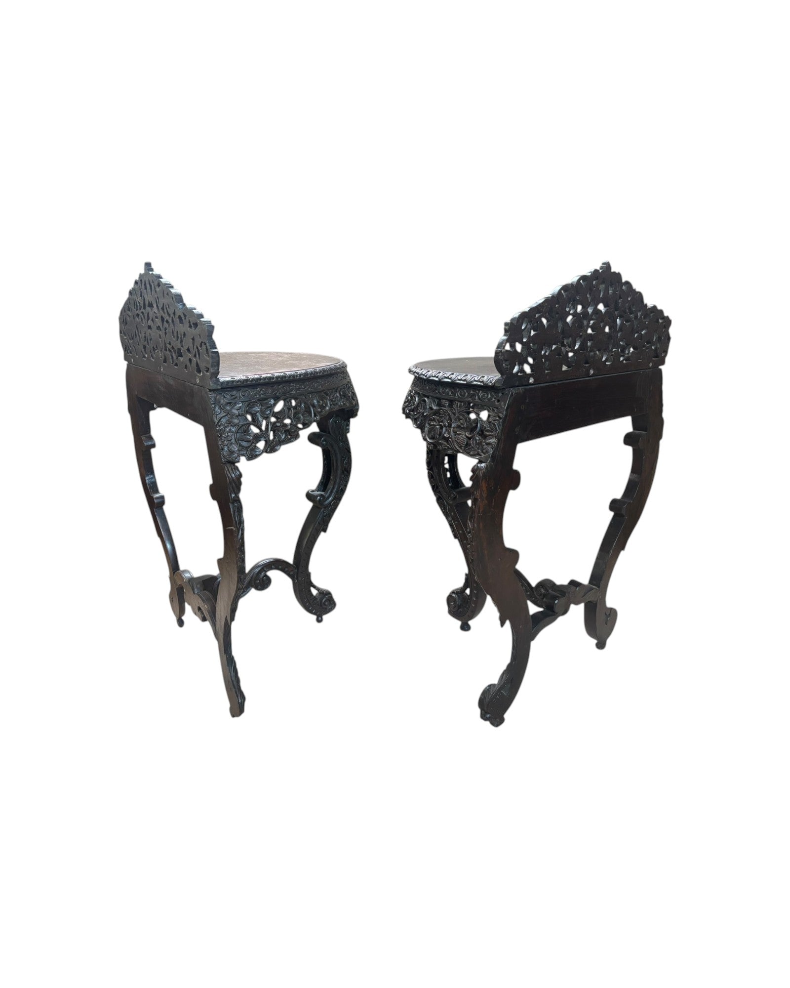 Royal Anglo-Indian Rosewood Carved Consoles - Set of 2