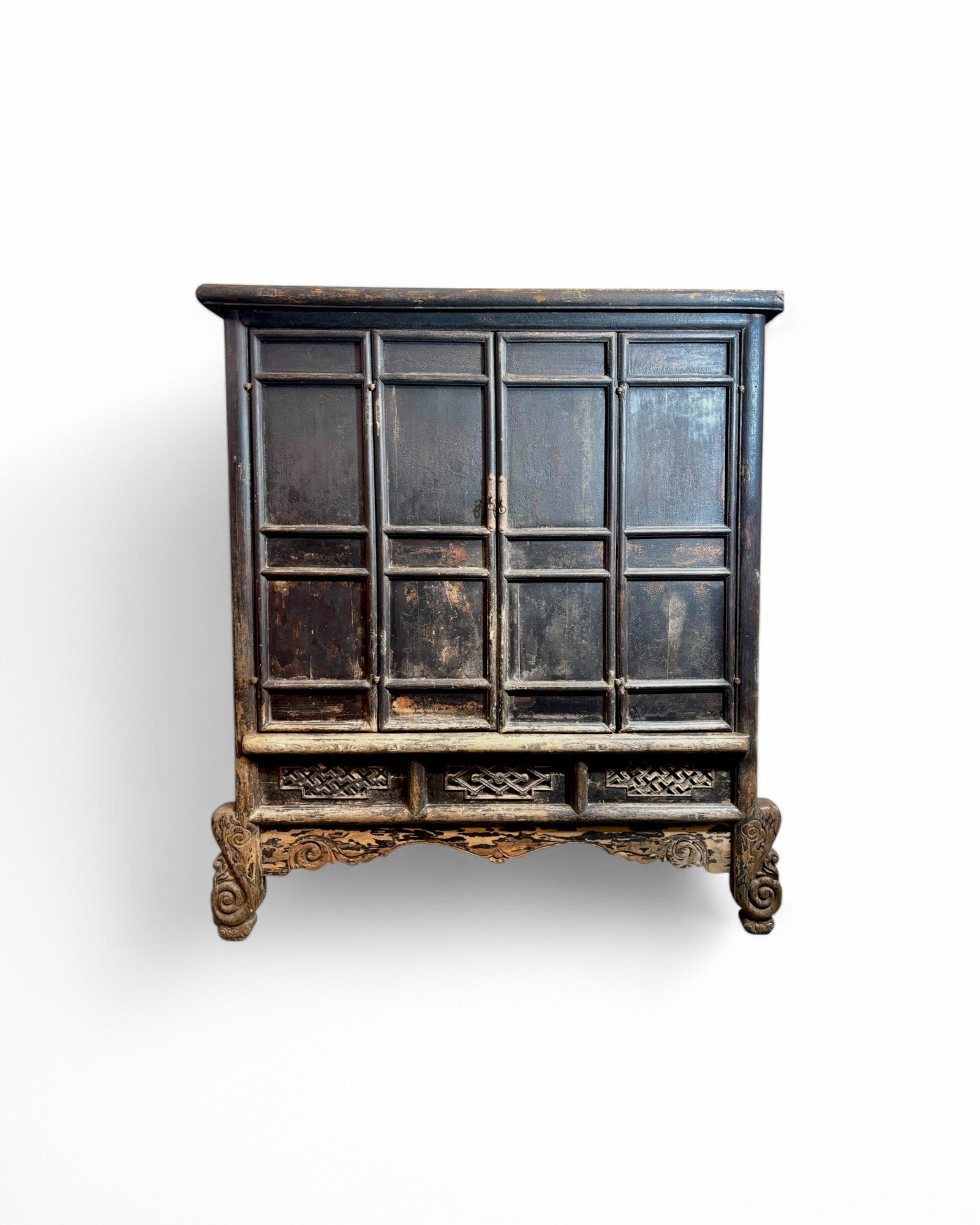 19th Century Antique Chinese Teak Folding Door Cabinet