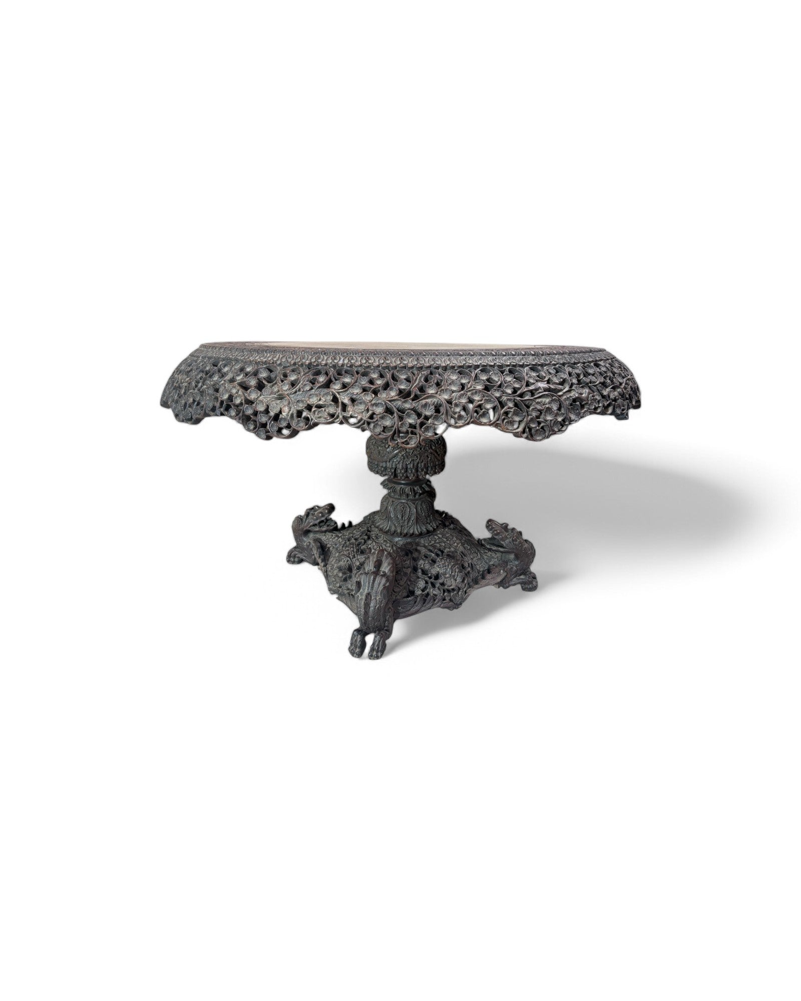 Anglo-Indian Carved Blackwood Centre Table