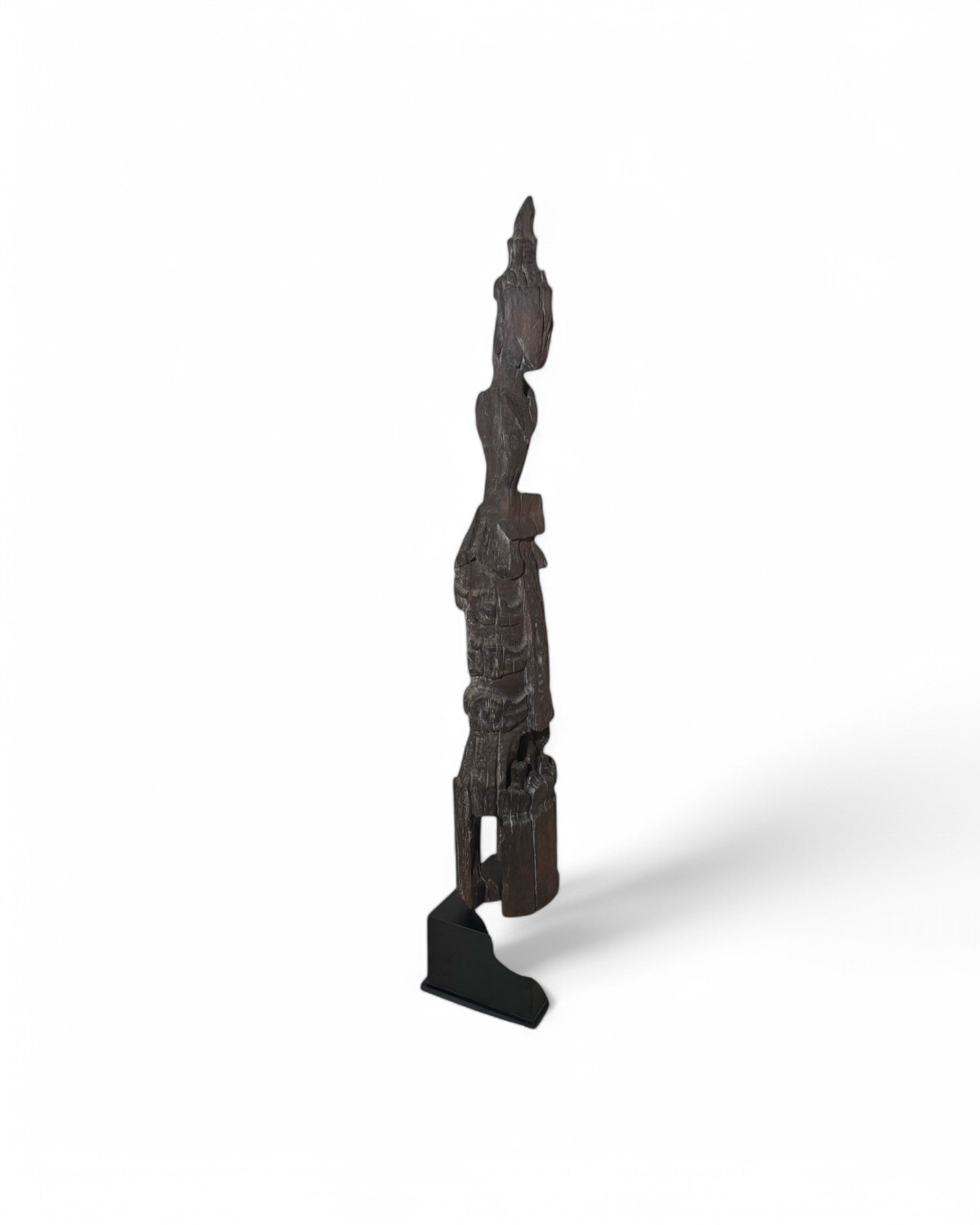 Life-Size Ancient Burmese Angel Wood Carving Sculpture, Retrieved from a Cave