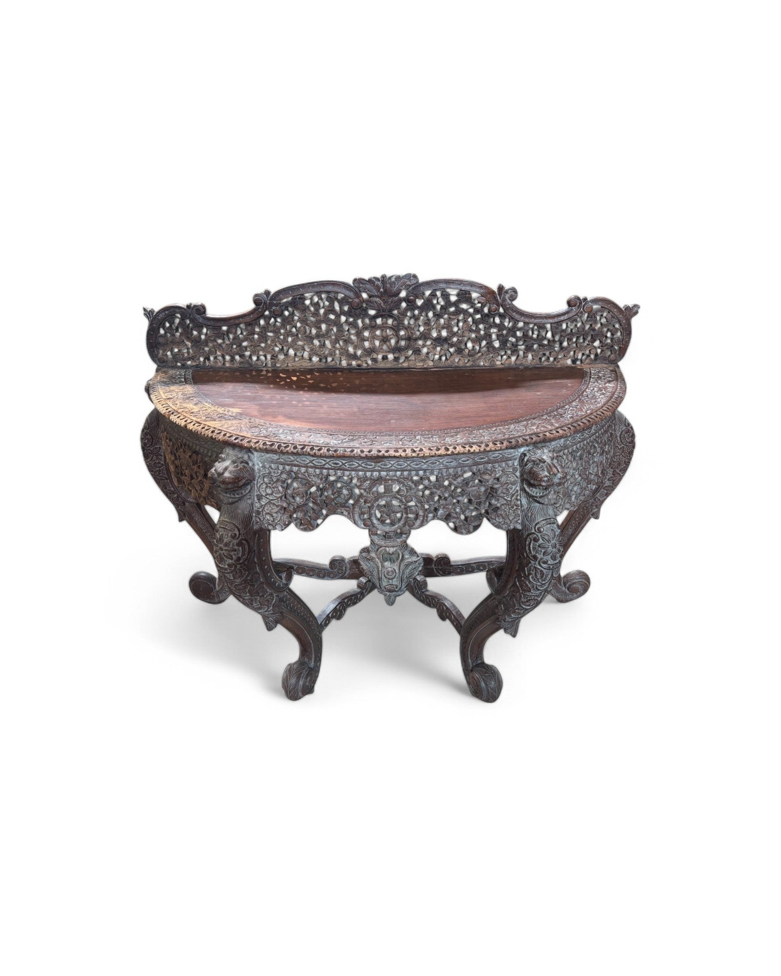 Royal Anglo-Indian Rosewood Ornate Hand Carved Console Table