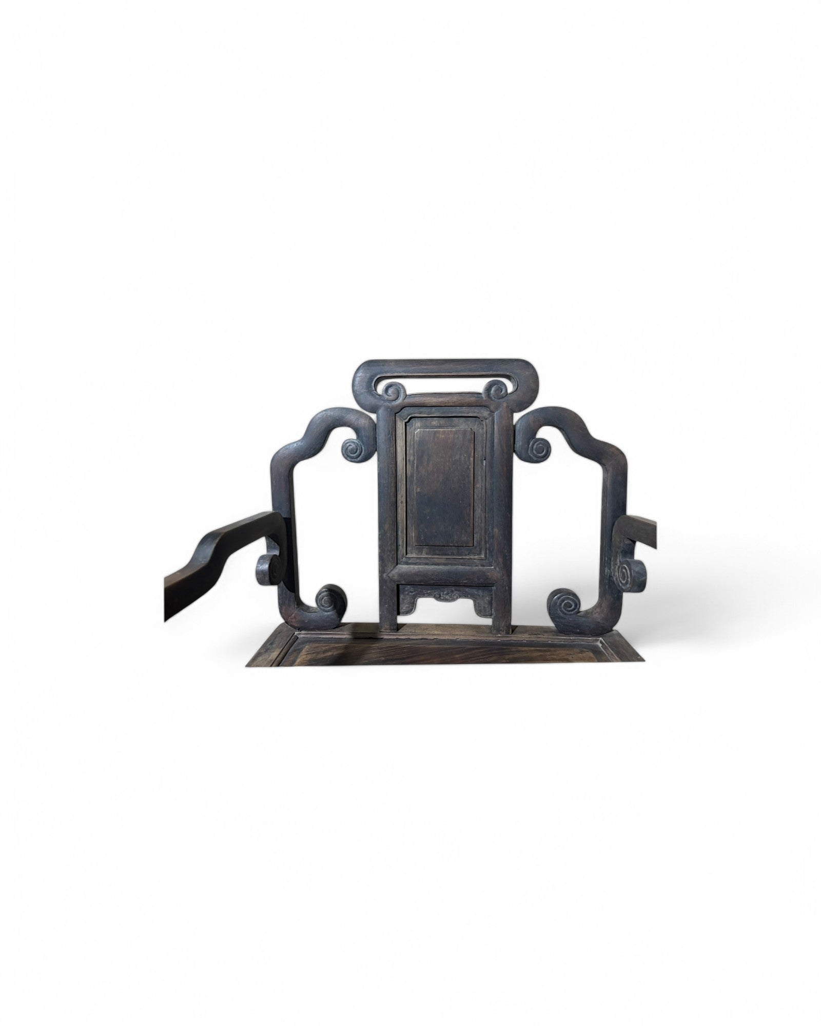 19th Century Rosewood Oriental Curved Chinese Armchairs - Set of 2