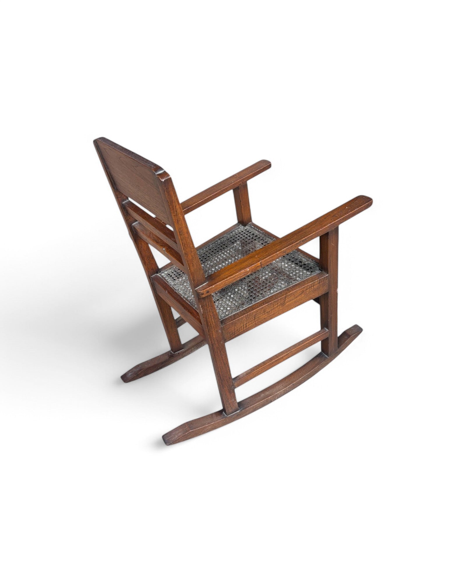 Teak Caned Burmese Rocking Chair