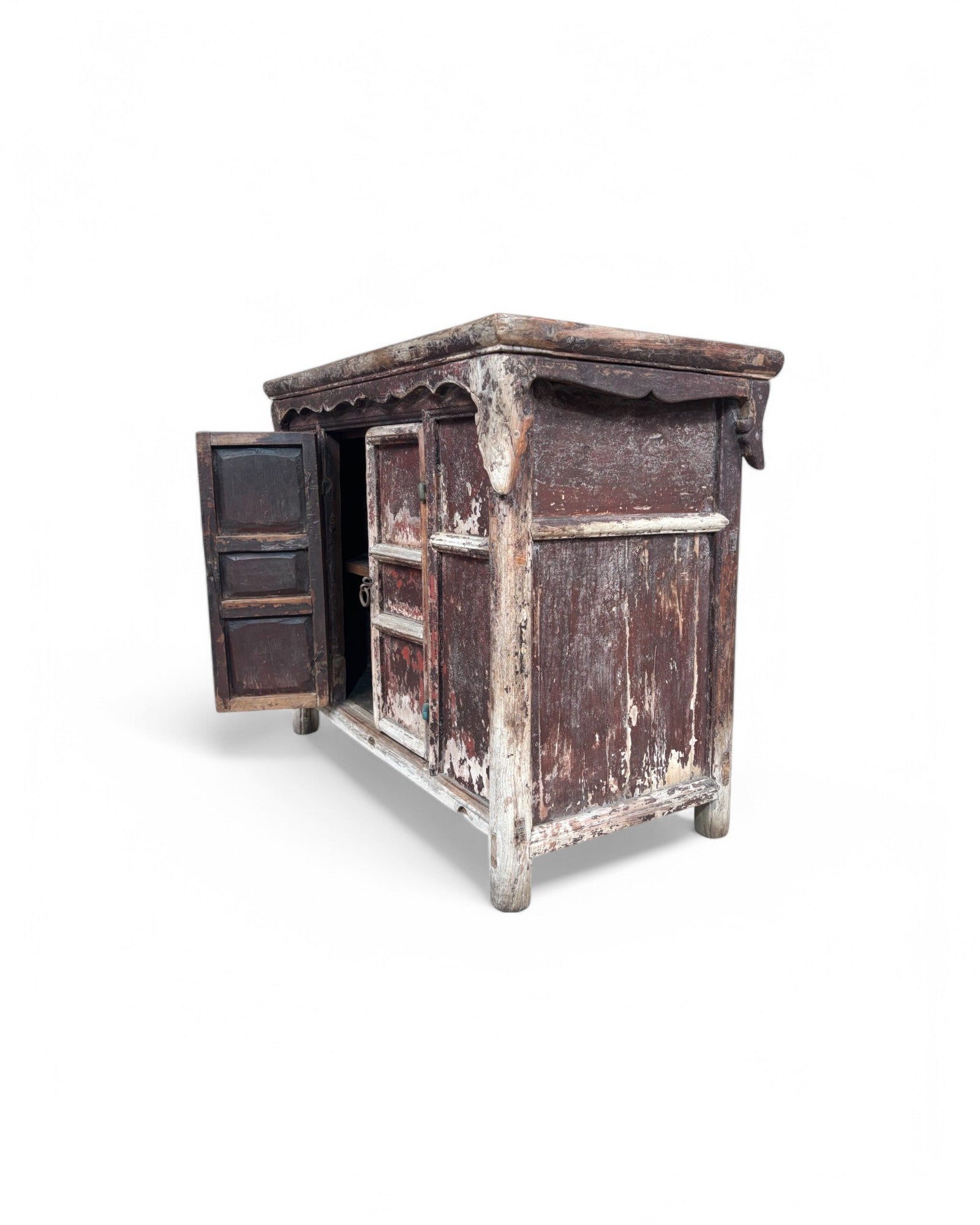 Antique Distressed Blood Red Chinese Sideboard