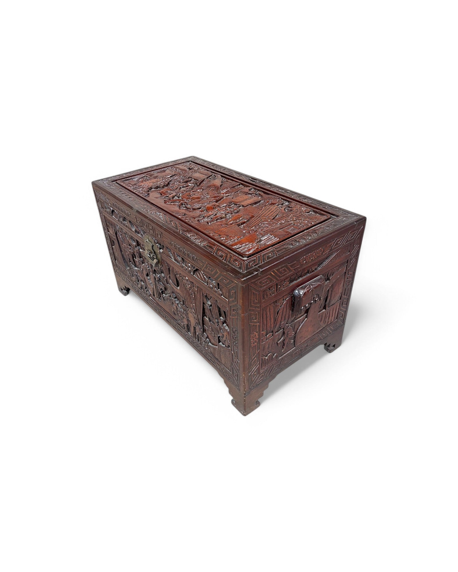 Fine Art Engraved Antique Chinese Storage Chest