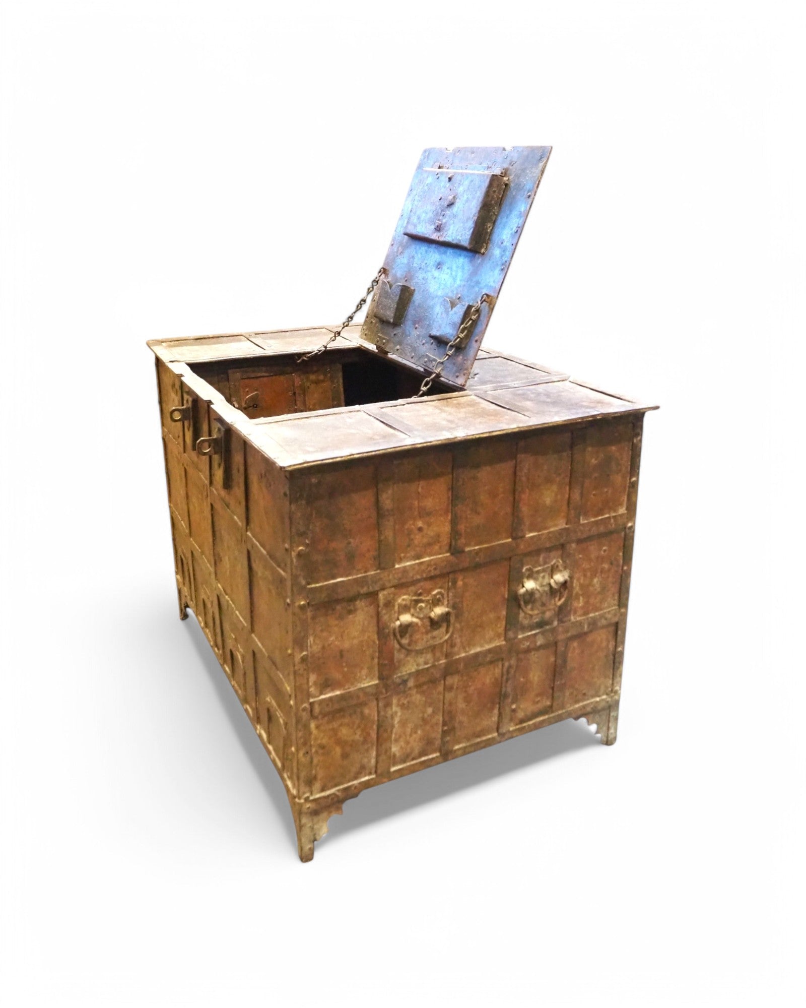 Gujarat Iron Plated Pitara Storage Chest 1980s