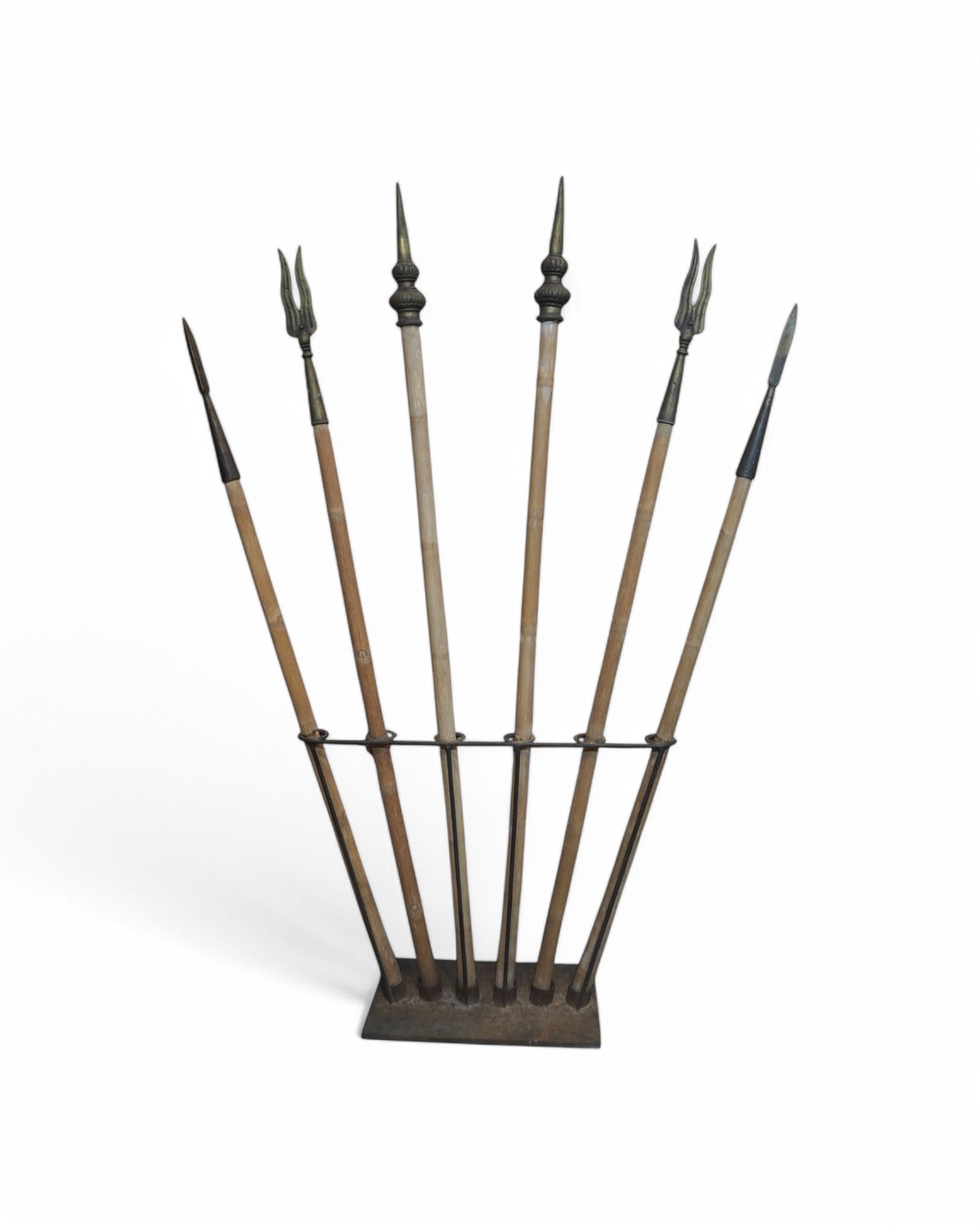 Indian War Spears with Fan Ornate Stand - Set of 6