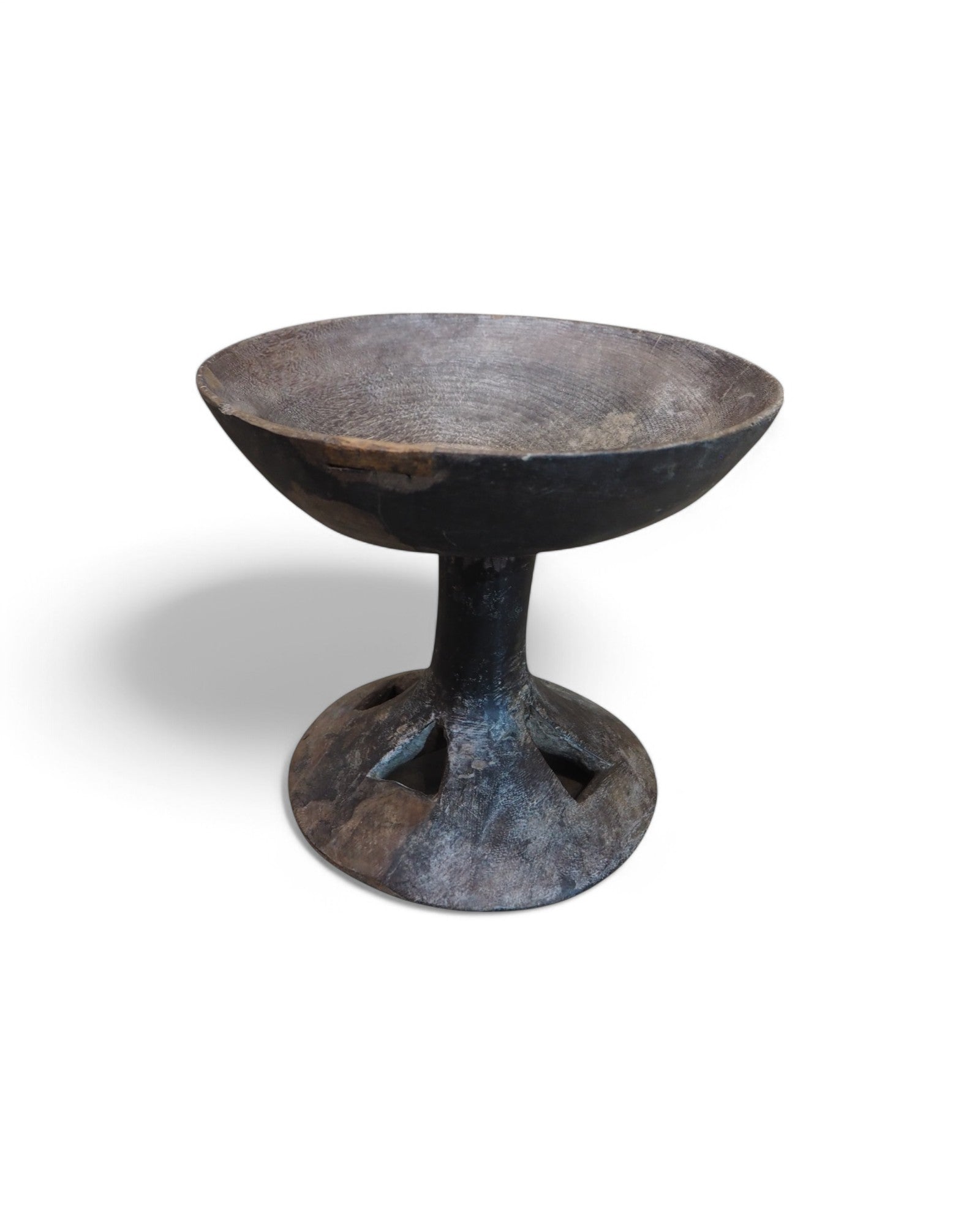 Nagaland Wooden L Pedestal Fruit Plate 1920s