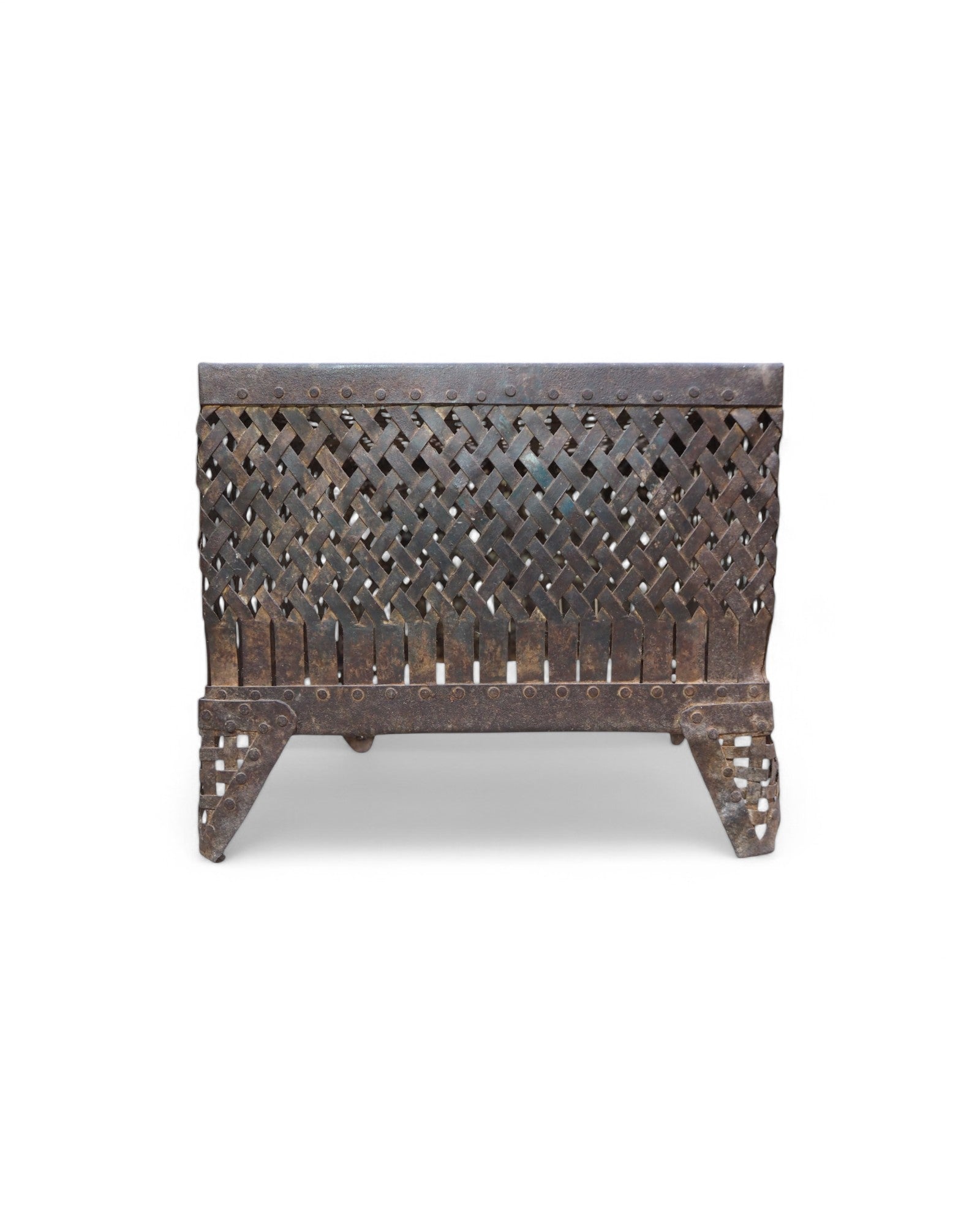 Indian Rusted Steel Woven Reverse Basket