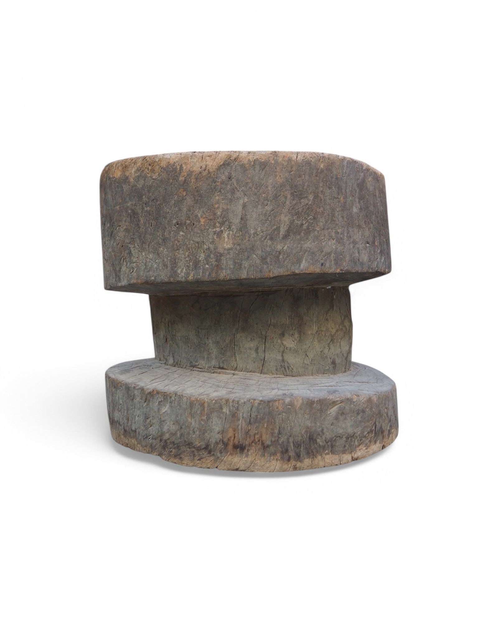 1920s Round Sectioned Indian Wooden Mortar