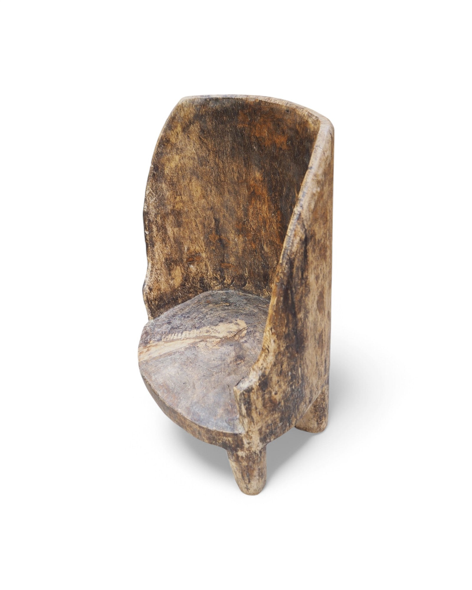 1900s Tribal Hand Carved Low Ornate Chair