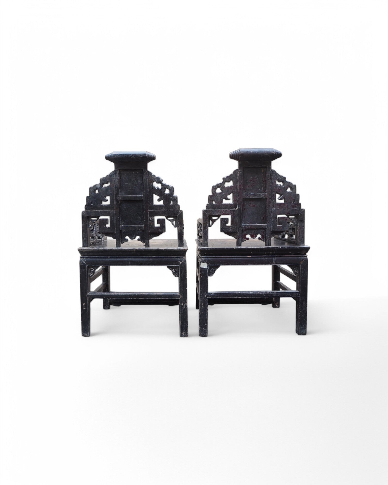 Mid Qing Dynasty Chang Mu Scroll Back Dragon Armchairs - Set of 2