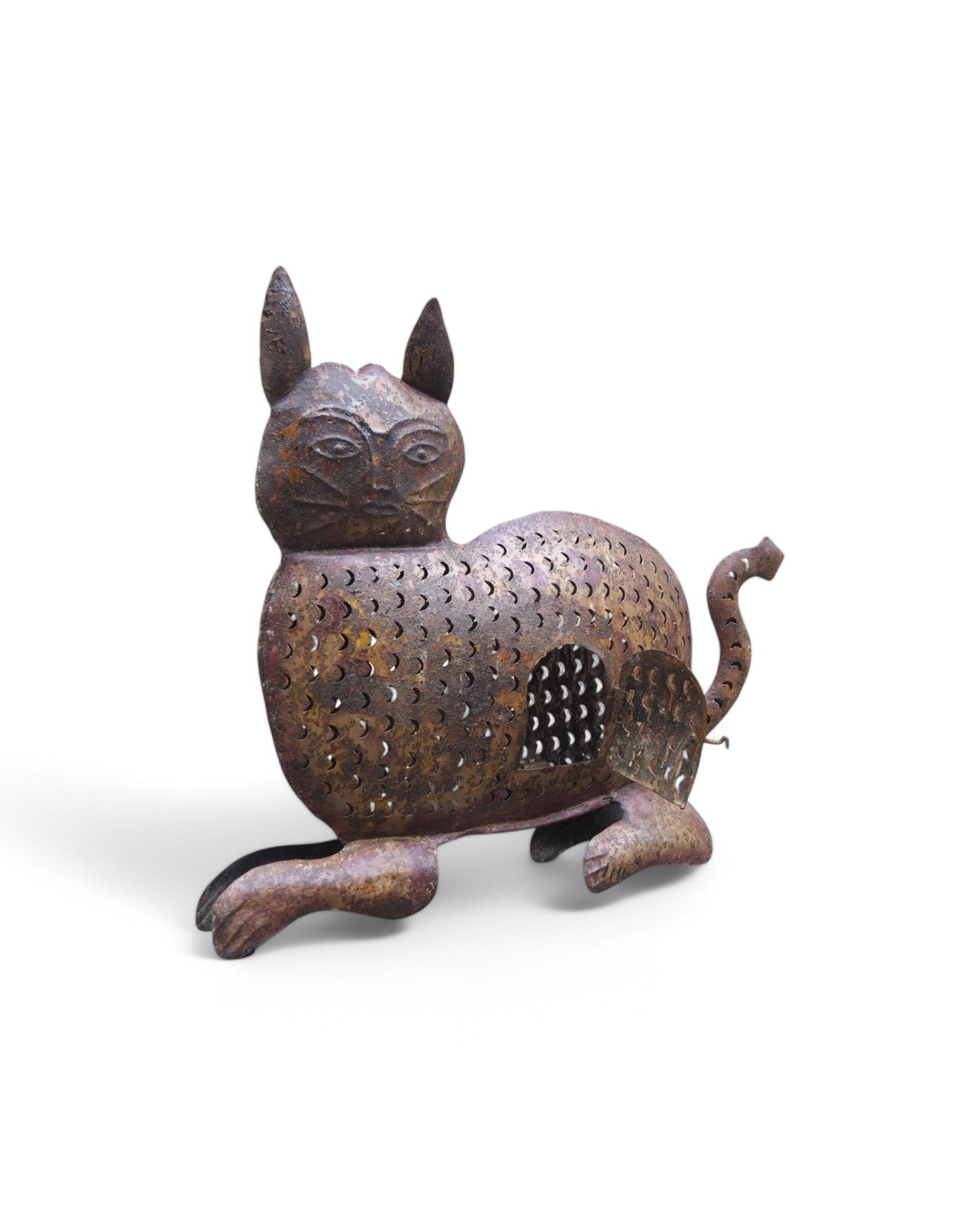 Steel Cat Scaled Candle Lantern