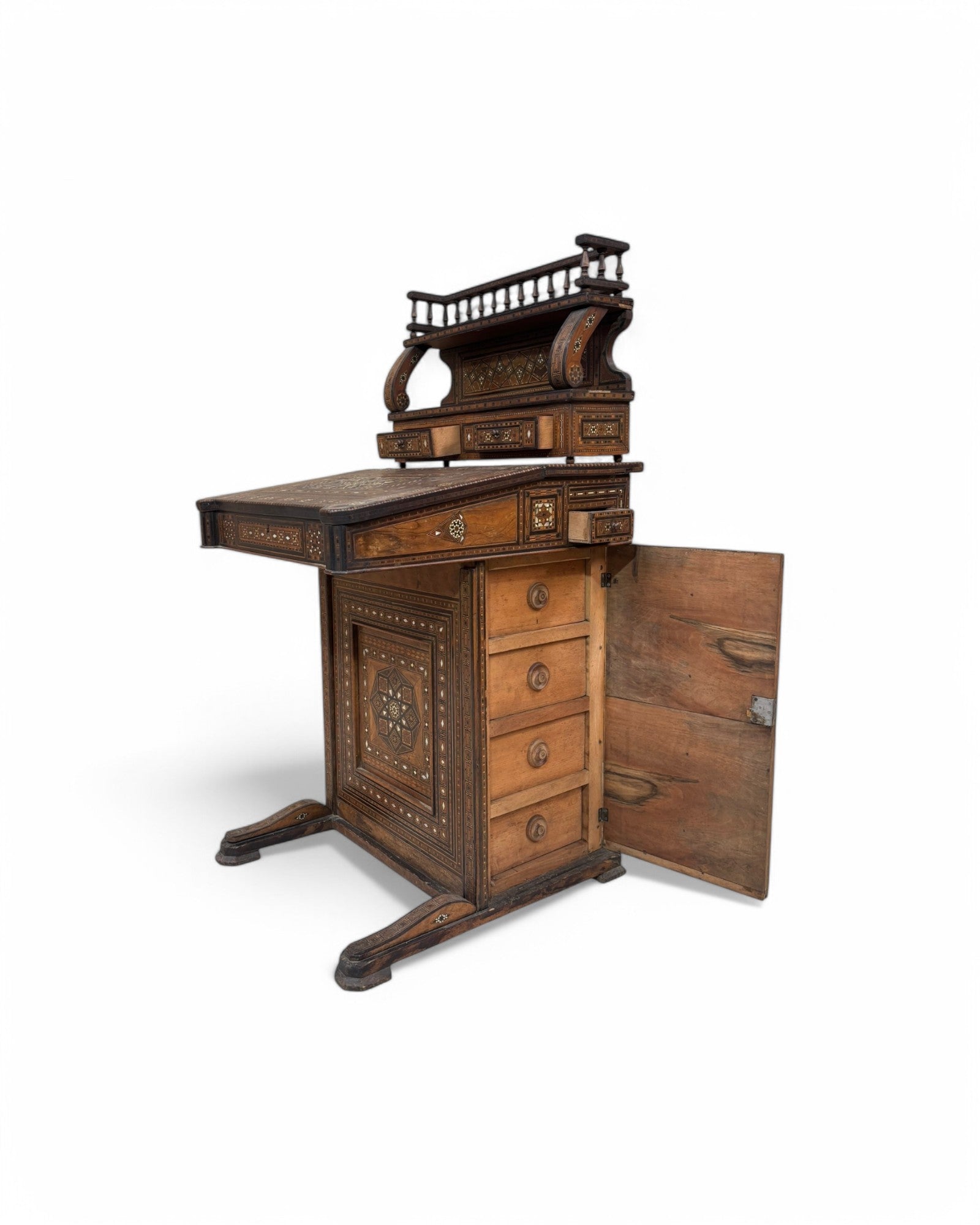Moorish-Style Colonial Davenport Writing Desk