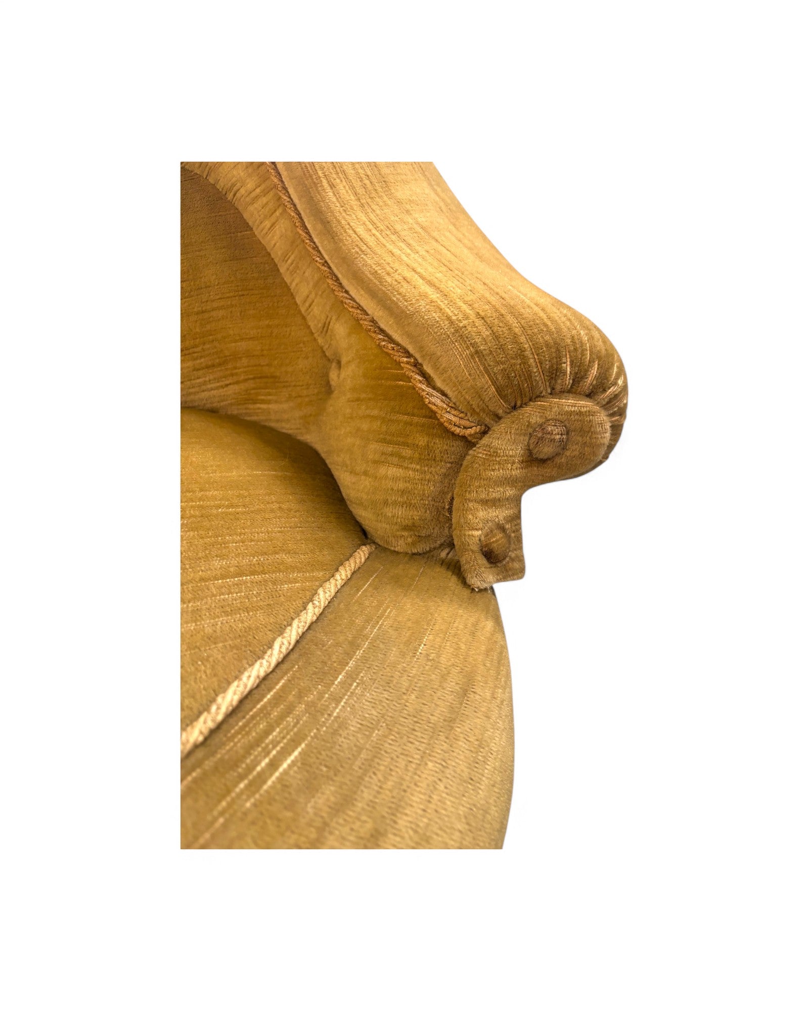 French Olive Velvet Tub Chair 1950's