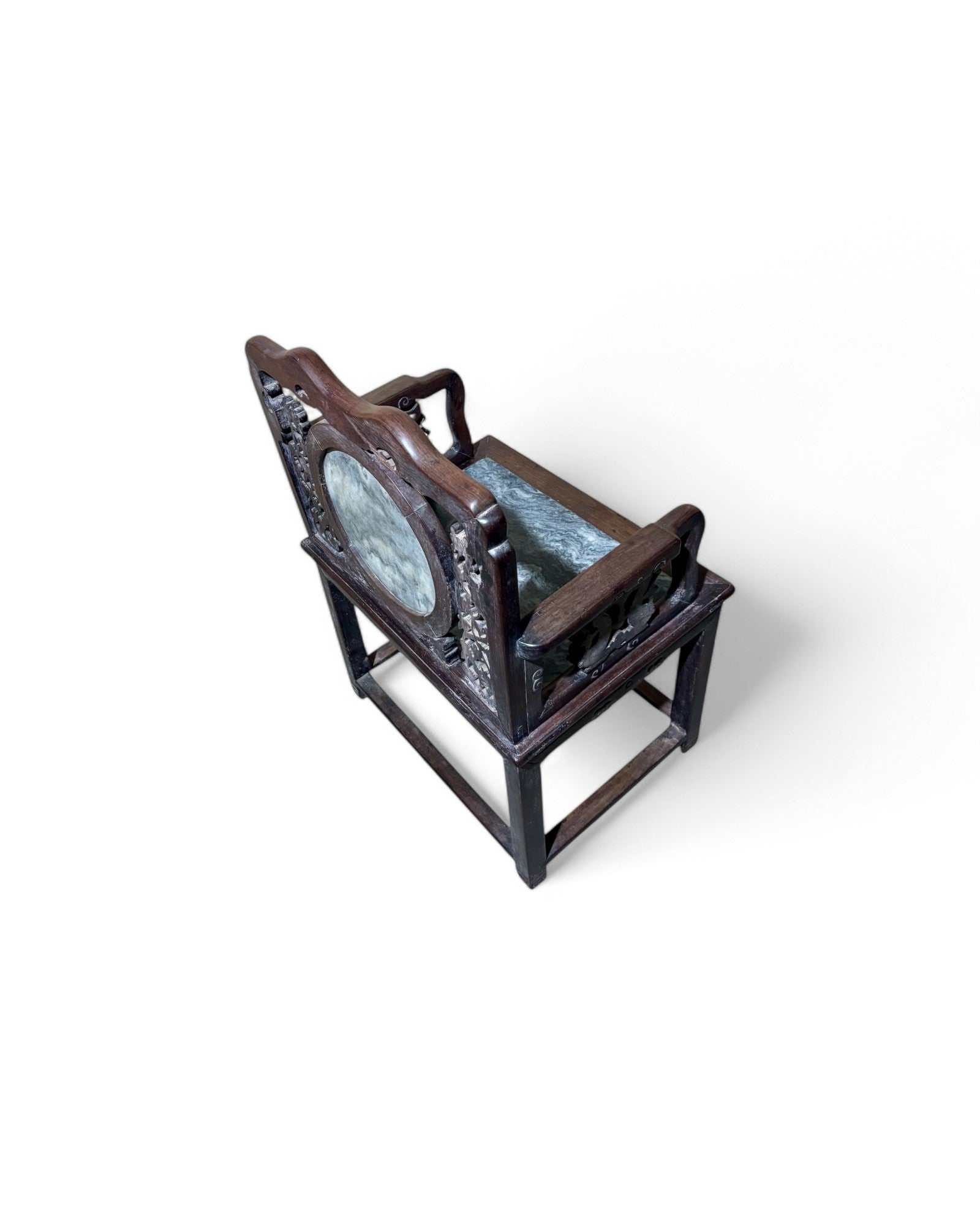 Chinese Pearl & Marble Engraved Tea Chair