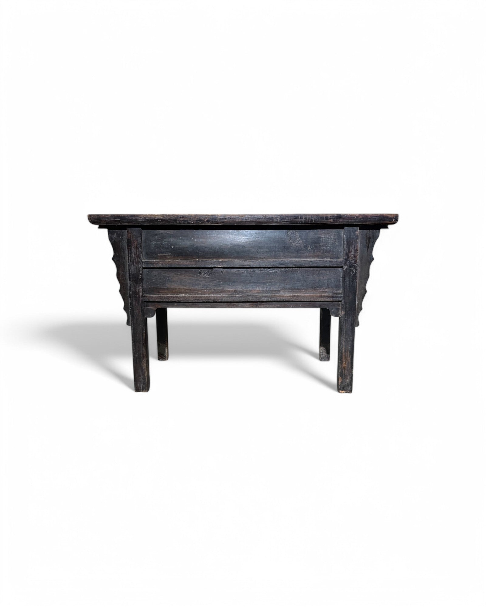Faded Black Antique Chinese Sideboard with Tri-Drawers