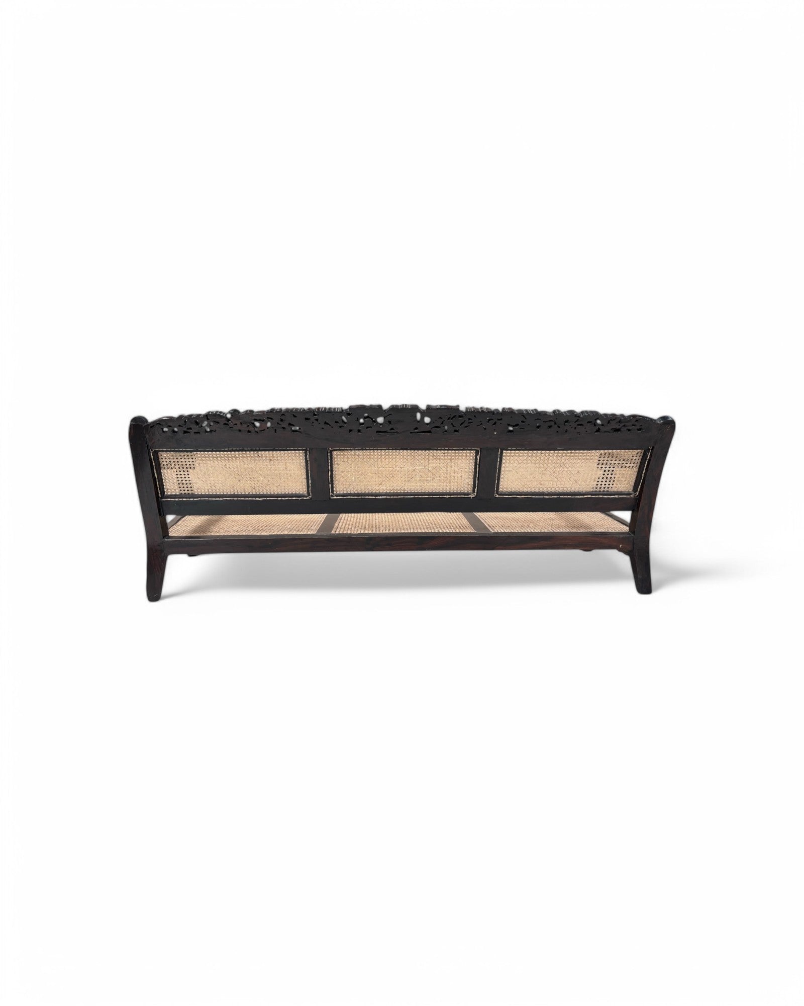 Anglo-Indian Colonial Style Rosewood & Cane Long Bench